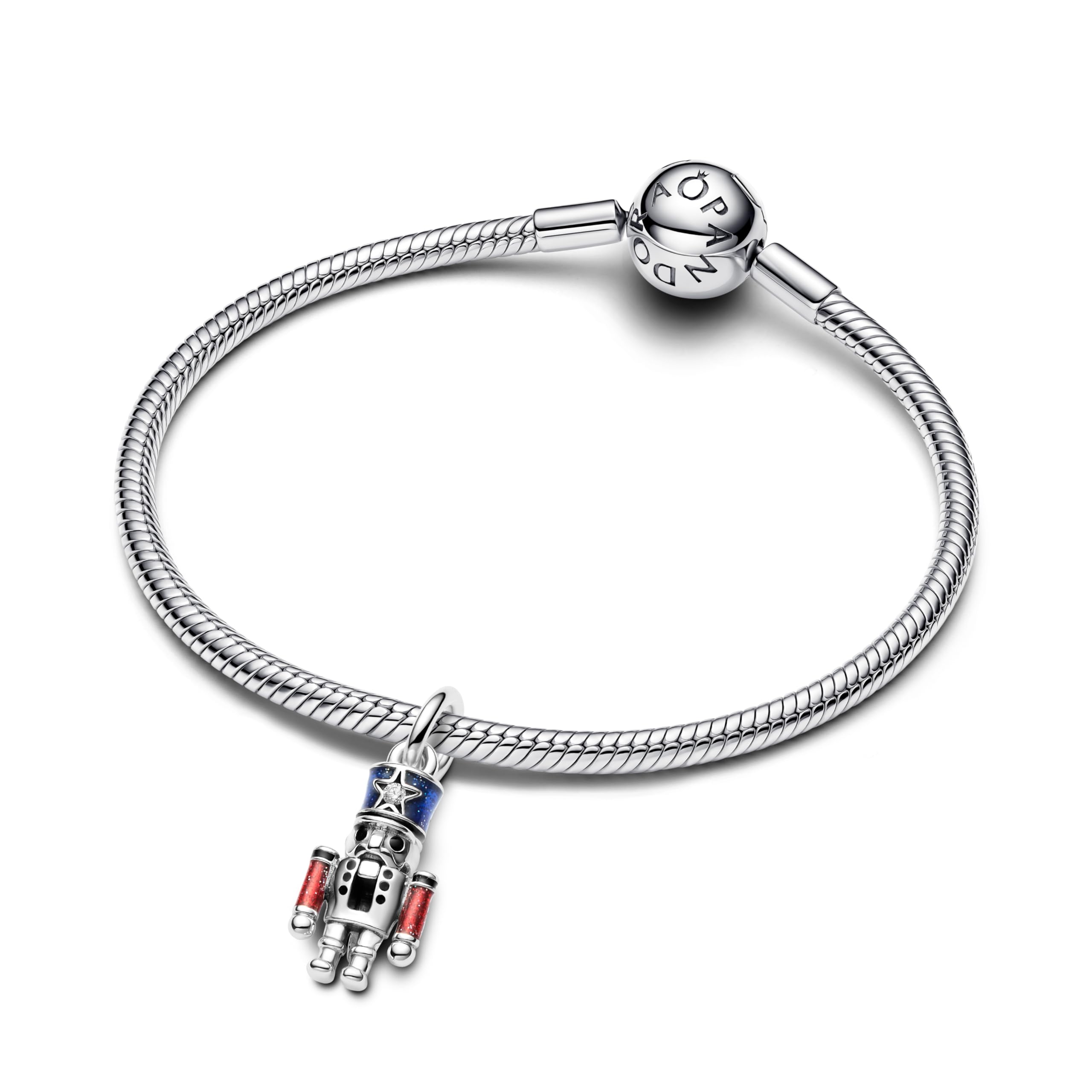 PANDORA Moments 793583C01 Breloque en forme de casse-noisette mobile en argent sterling avec zircone Compatible avec les bracelets Moments et ME, Rot, Argent sterling, Zircone cubique