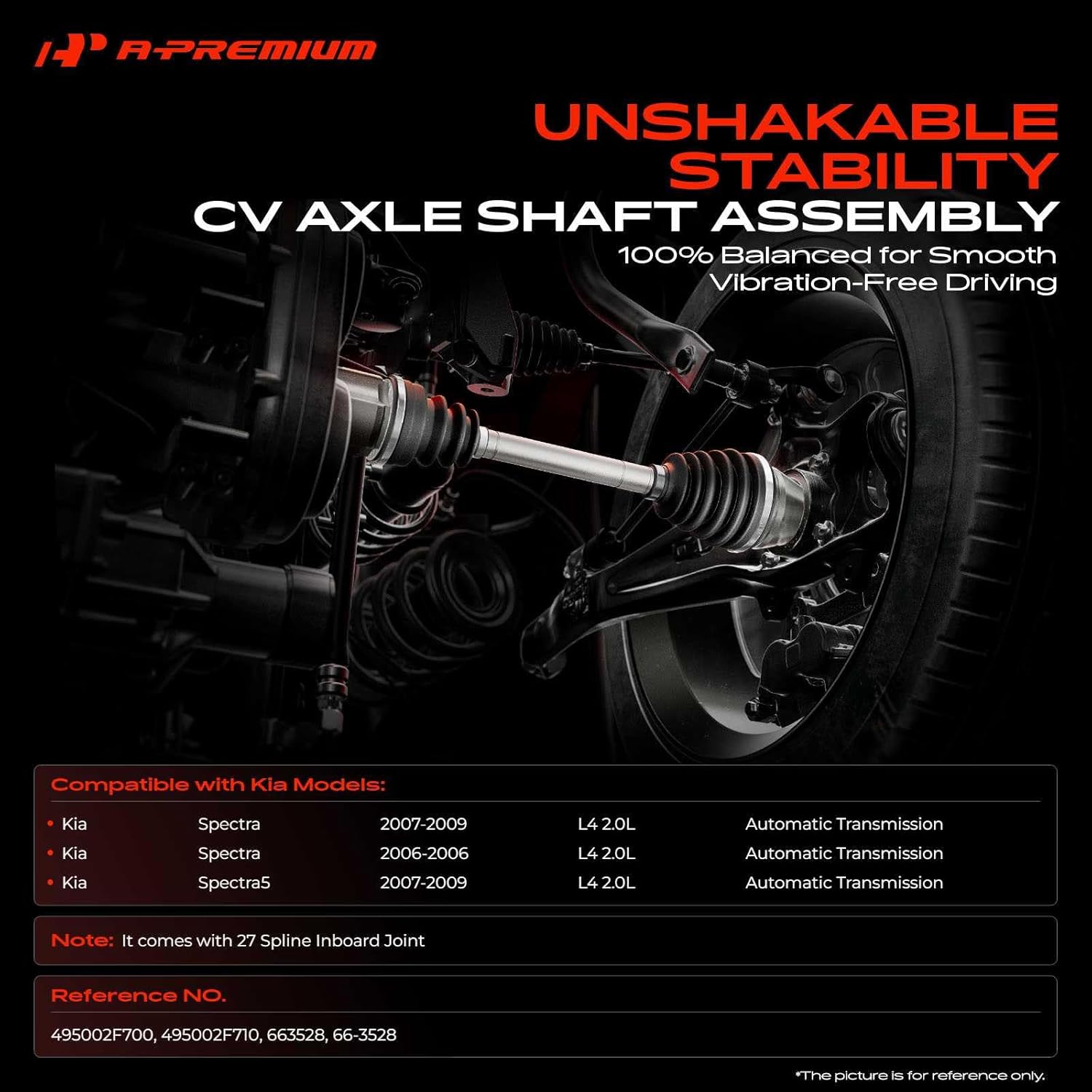 A-Premium CV Axle Shaft Assembly Compatible with Kia Spectra 2006 2007 2008 2009, Spectra5 2007 2008 2009, L4 2.0L, Automatic Transmission, Front Right Passenger Side