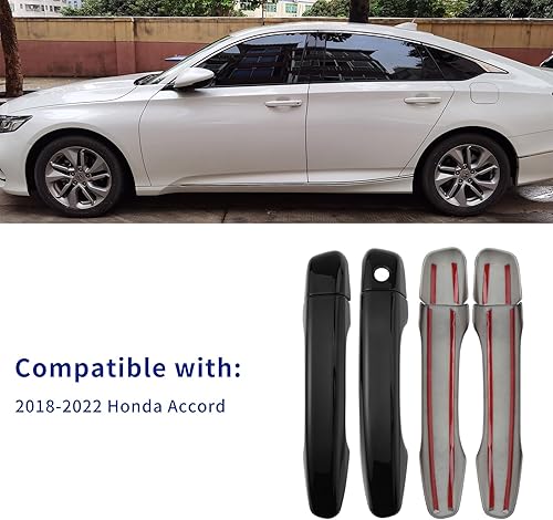 Miniatura 5 de Cubierta para manija de puerta de automóvil compatible con Honda Accord 2018, 2019, 2020, 2021 y 2022, accesorios negros (sin agujeros de entrada