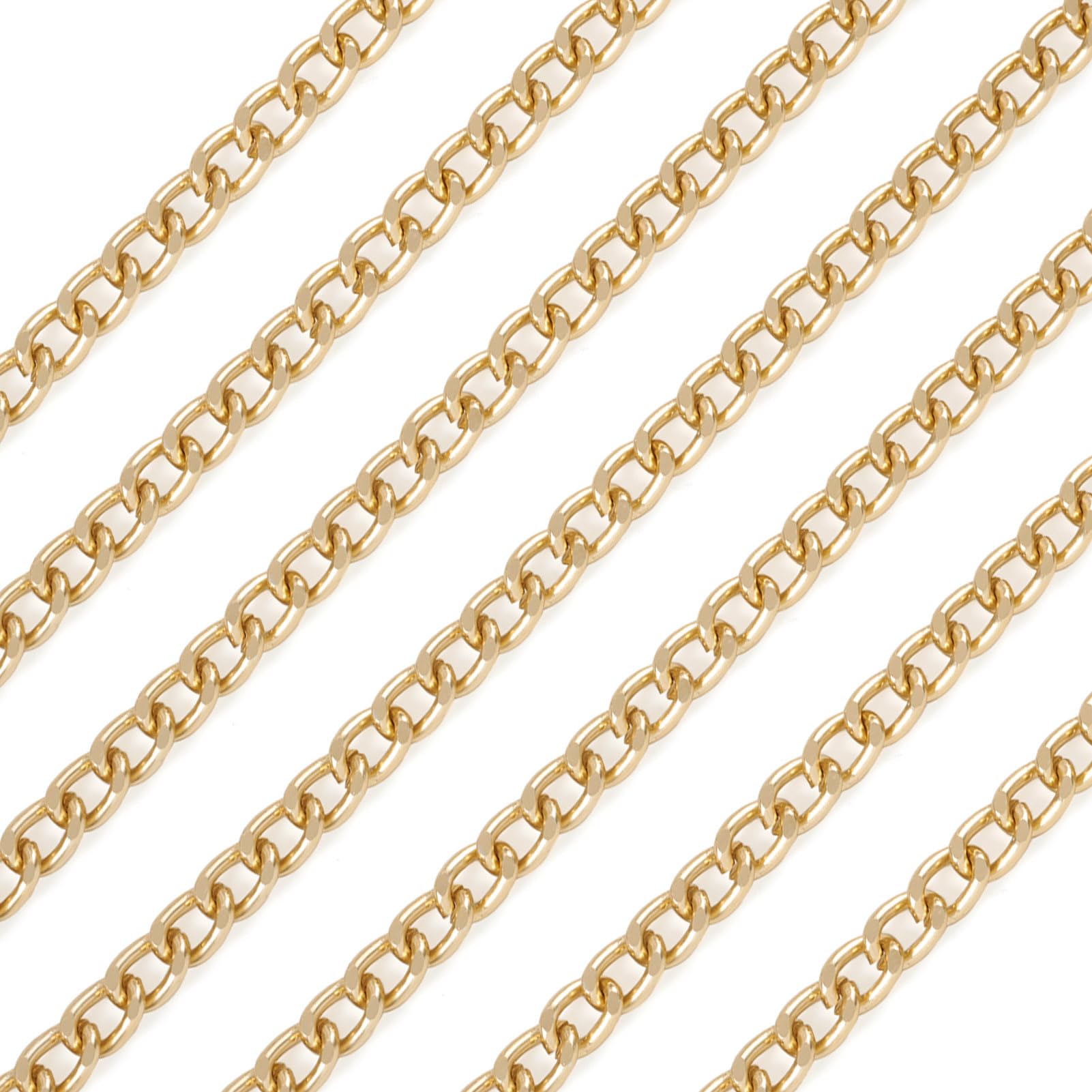Craftdady 16.4Feet Aluminum Curb Chains Golden Oval Unwelded Twist Link Cross Cable Chain 7x5mm for Necklace Bracelet Jewellery Making - Image 2