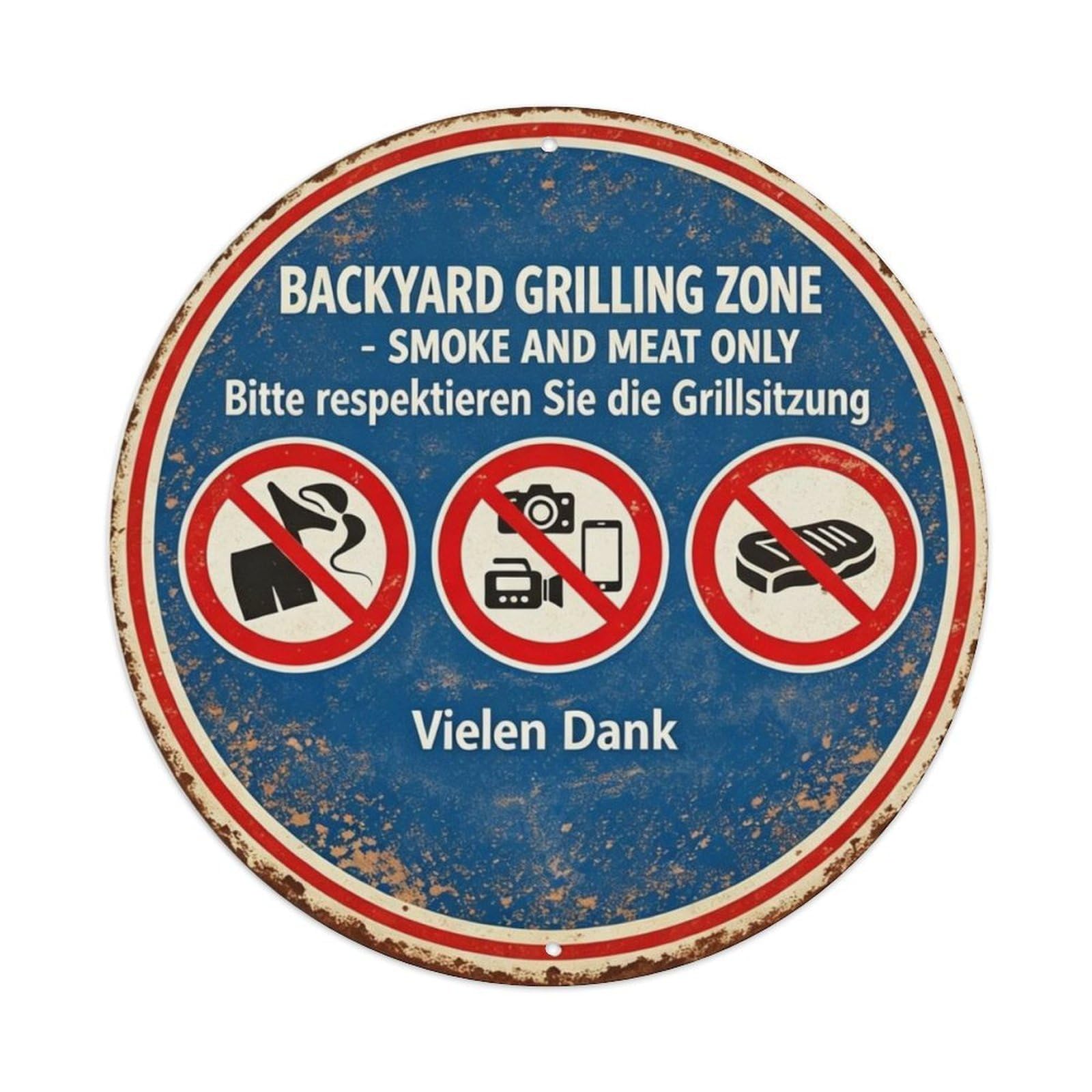 Backyard Grilling Zone Metal Tin Sign Plaque