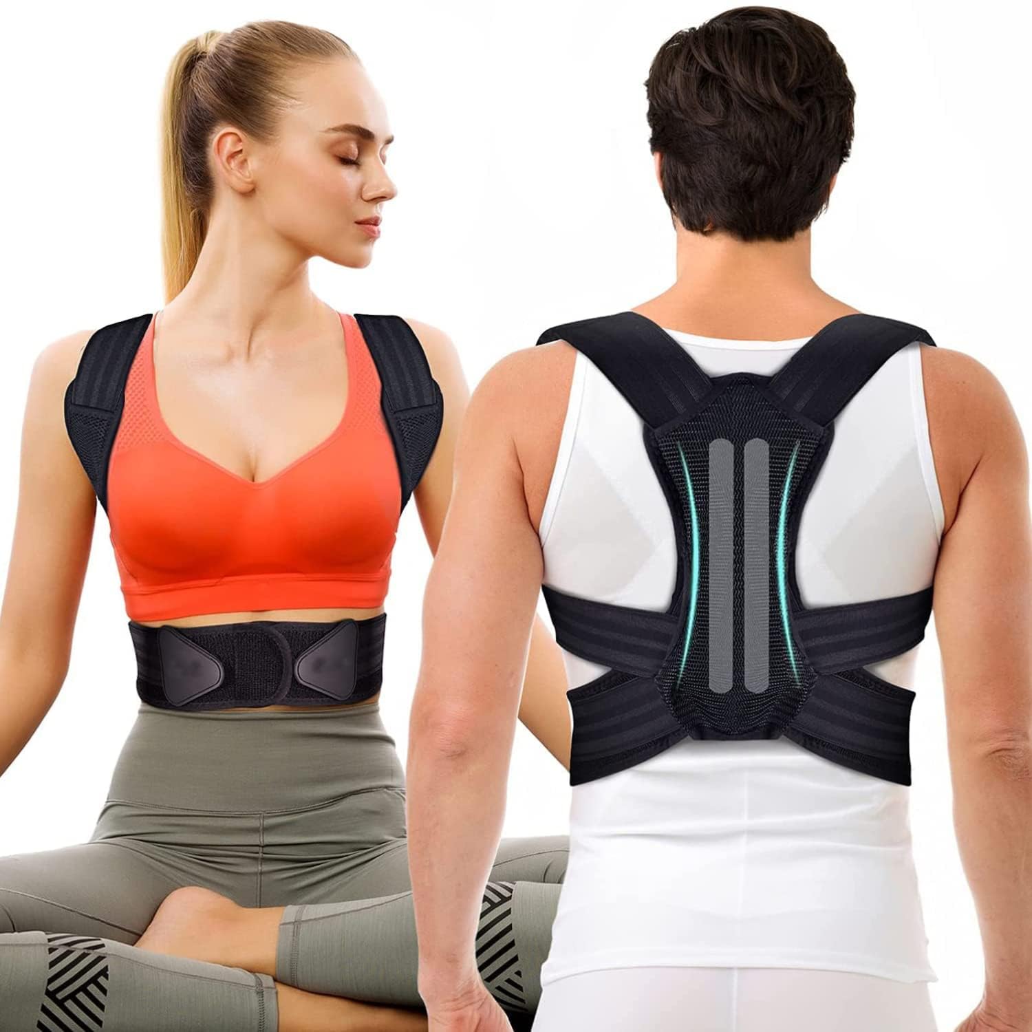 Rhomba 1Pcs Applicable Posture Corrector for Men and Women Adjustable Upper Back Straightener, Spine and Shoulder Support Brace Posture Correction Belt (Medium)