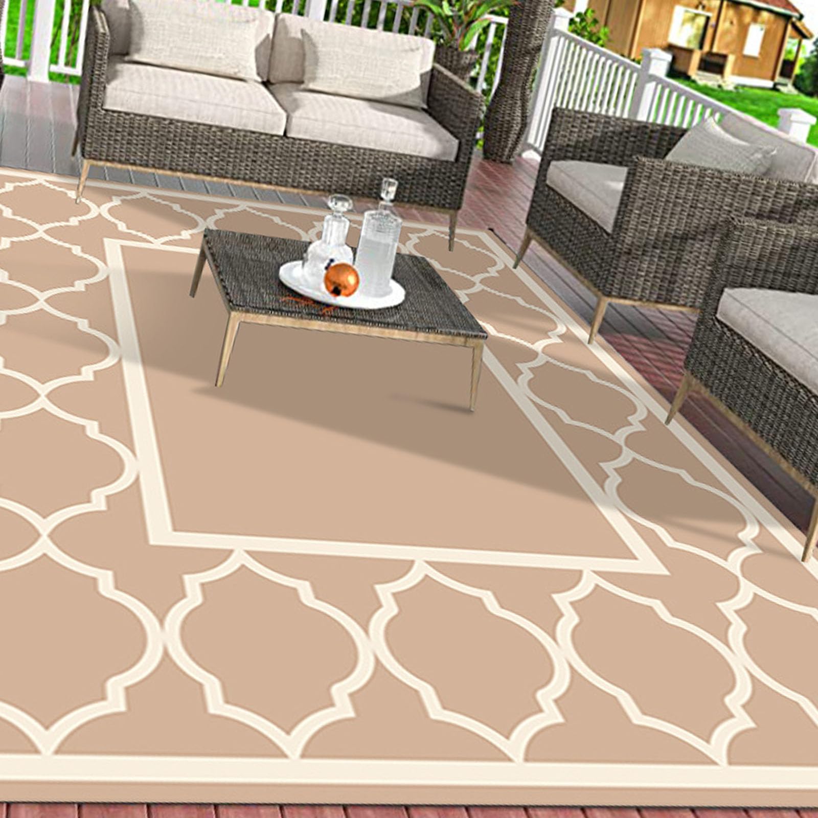 Nucelit Durability Outdoor Rug Sun Resistant Carpet Area Rug for Camping Deck Backyard Gardens Balconys Carpet
