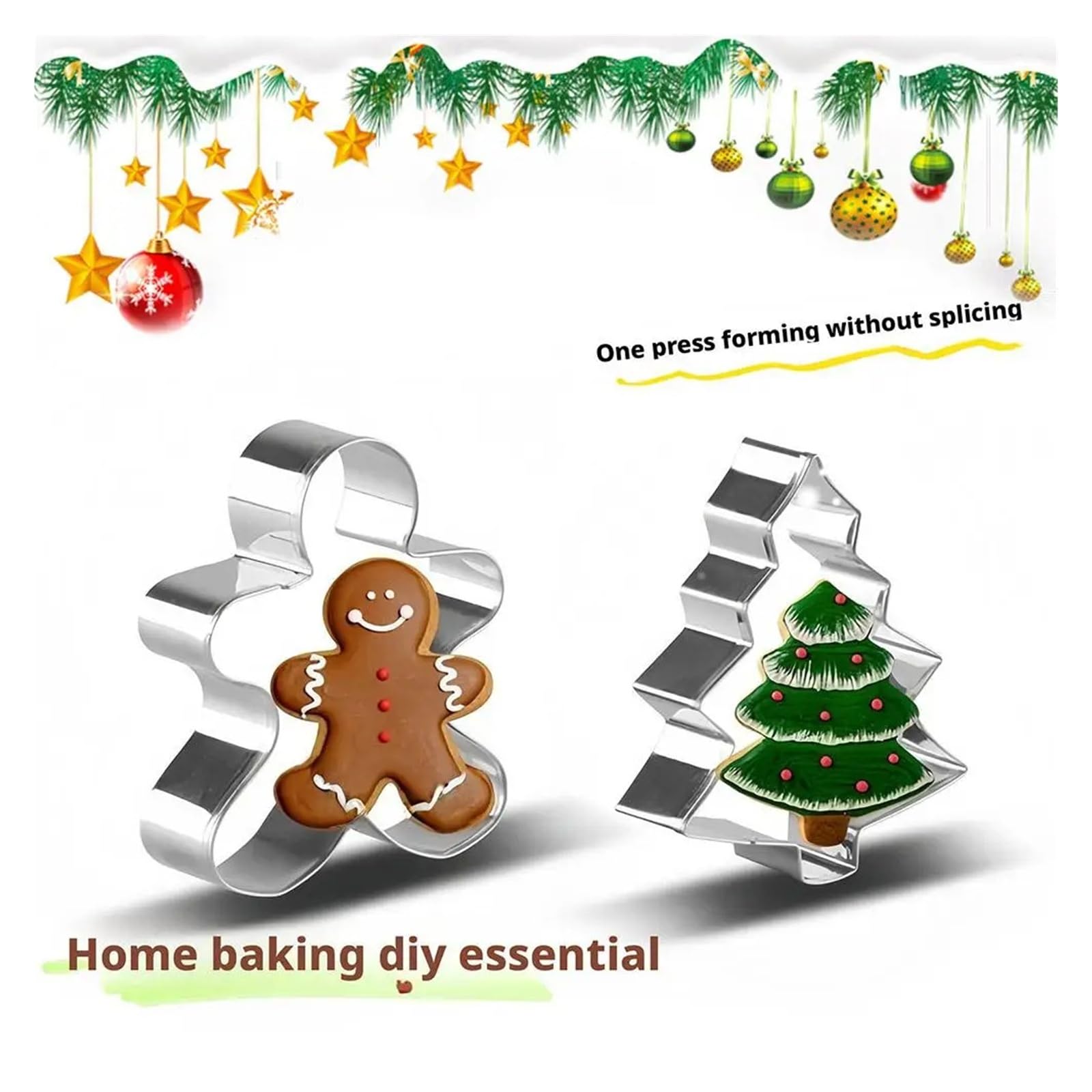 Juego de cortadores de galletas navideñas, 6 uds., moldes for galletas navideñas, Papá Noel, muñeco de nieve, árbol de Navidad, hombre de jengibre, bastón de caramelo, copo de nieve