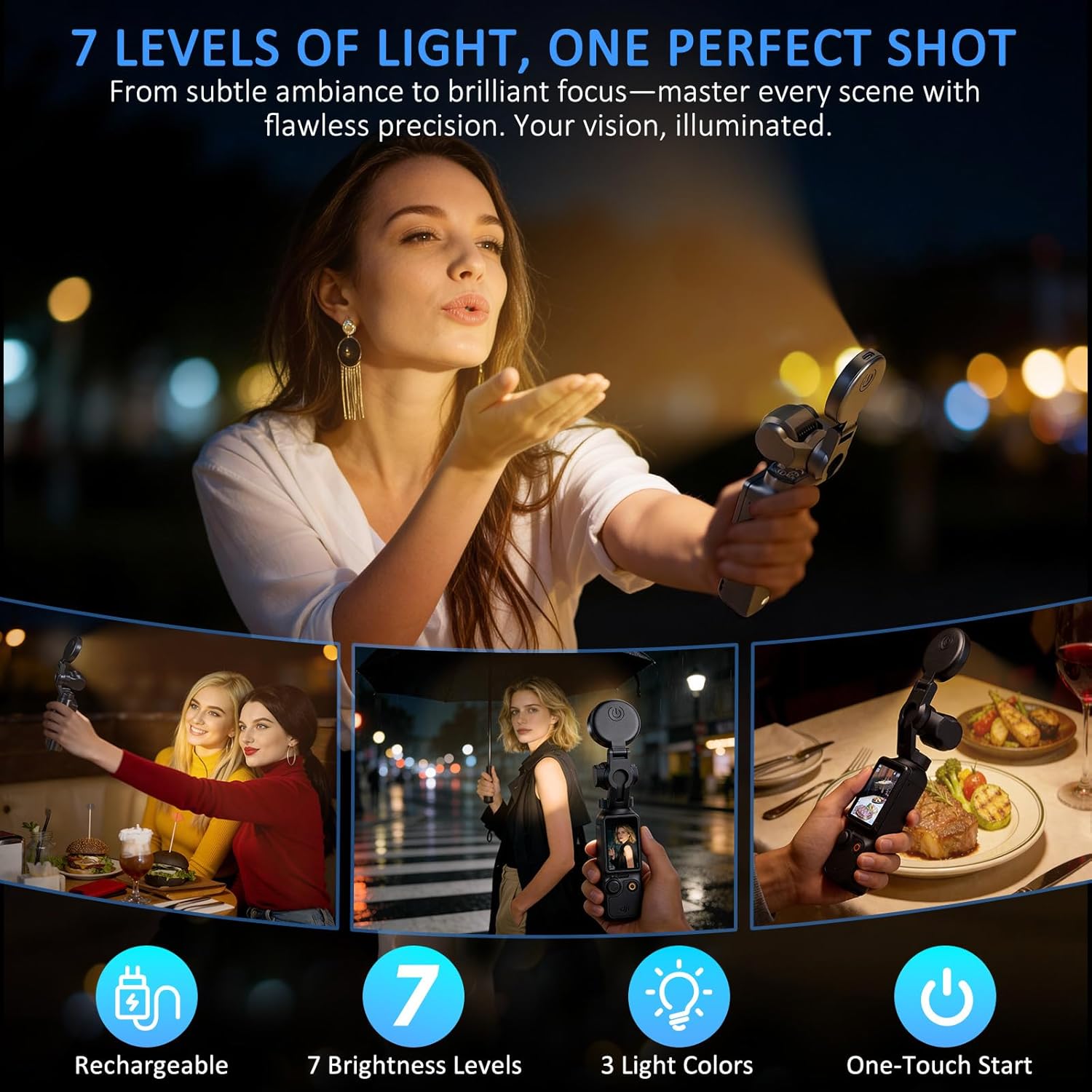 Accessories Kit for Osmo Pocket 3, Included Mini Tripod, Fill Light, Magnetic Base, Backpack Clip, Screen and Lens Protector, Camera Frame Case, Portable Storage Bag and Others