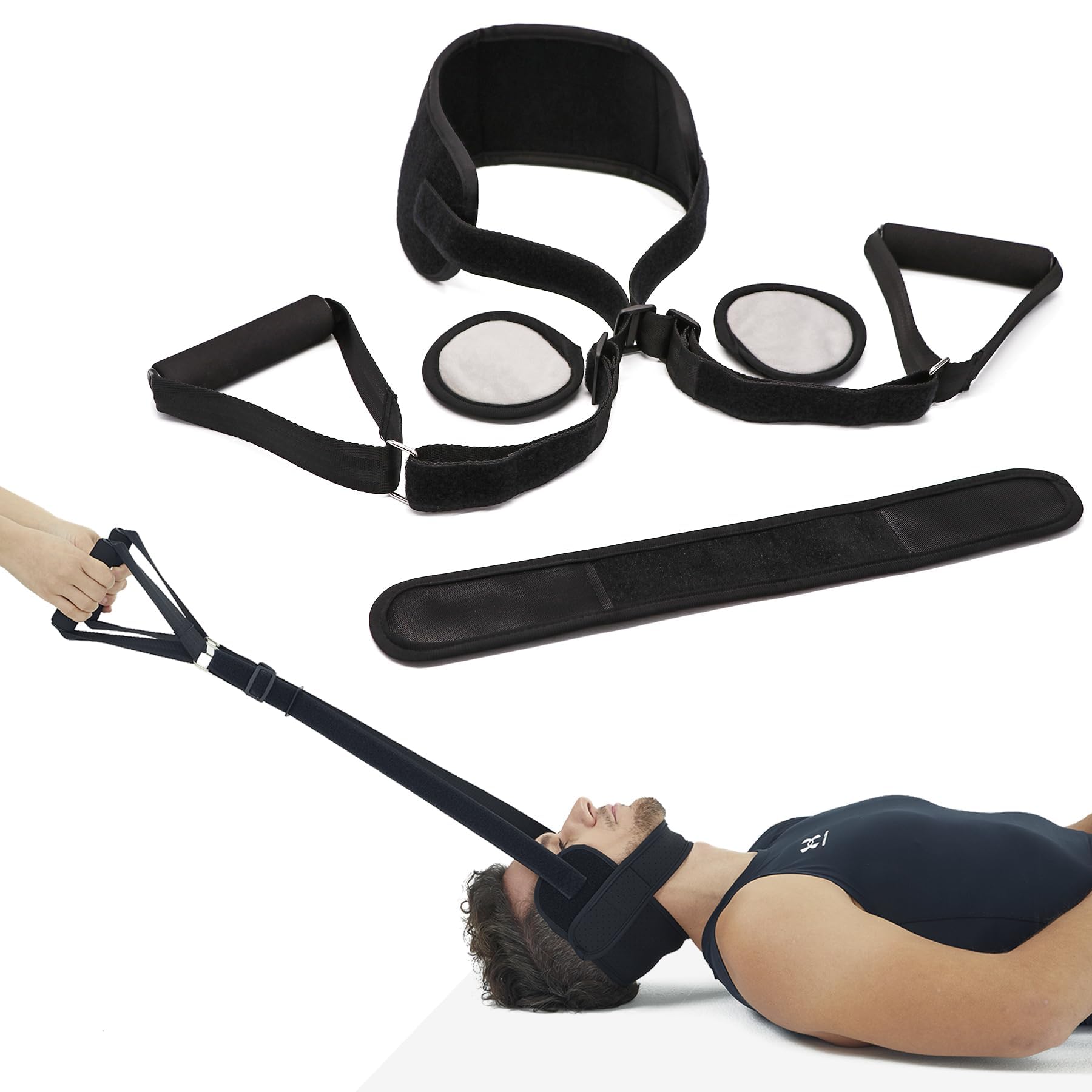 Neck Strap Chiropractor Pull Device, Neck Stretcher Exerciser, Neck Decompression Straps for Neck Pain Relief, Neck Decompressor for Neck Relaxation and Neck Curve Recovery