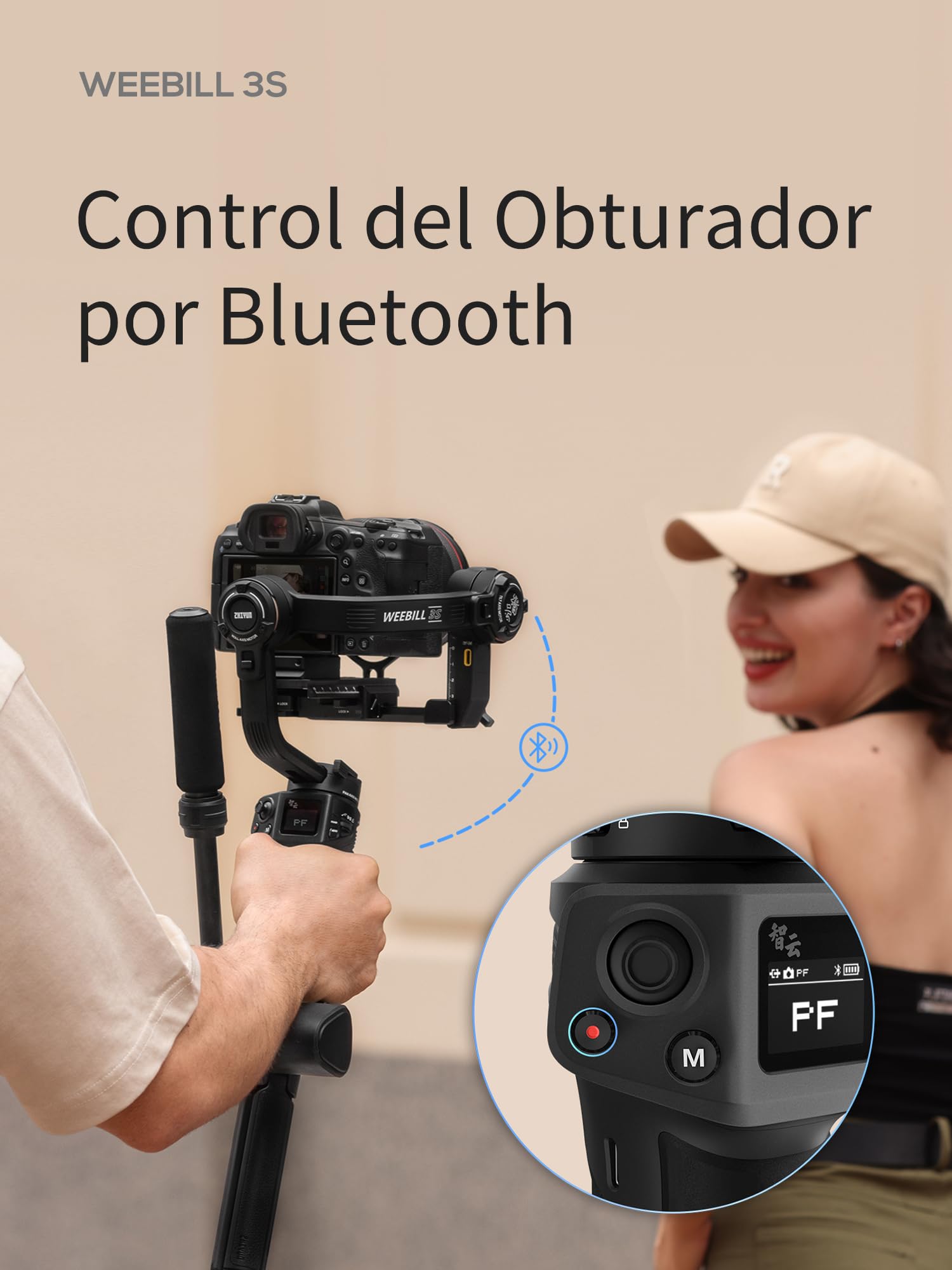 ZHIYUN Weebill 3S [Oficial] Estabilizador de cardán de 3 Ejes para cámara, Bluetooth, Disparo Vertical Nativo, Ligero DSLR y estabilizador sin Espejo con luz de llenado para