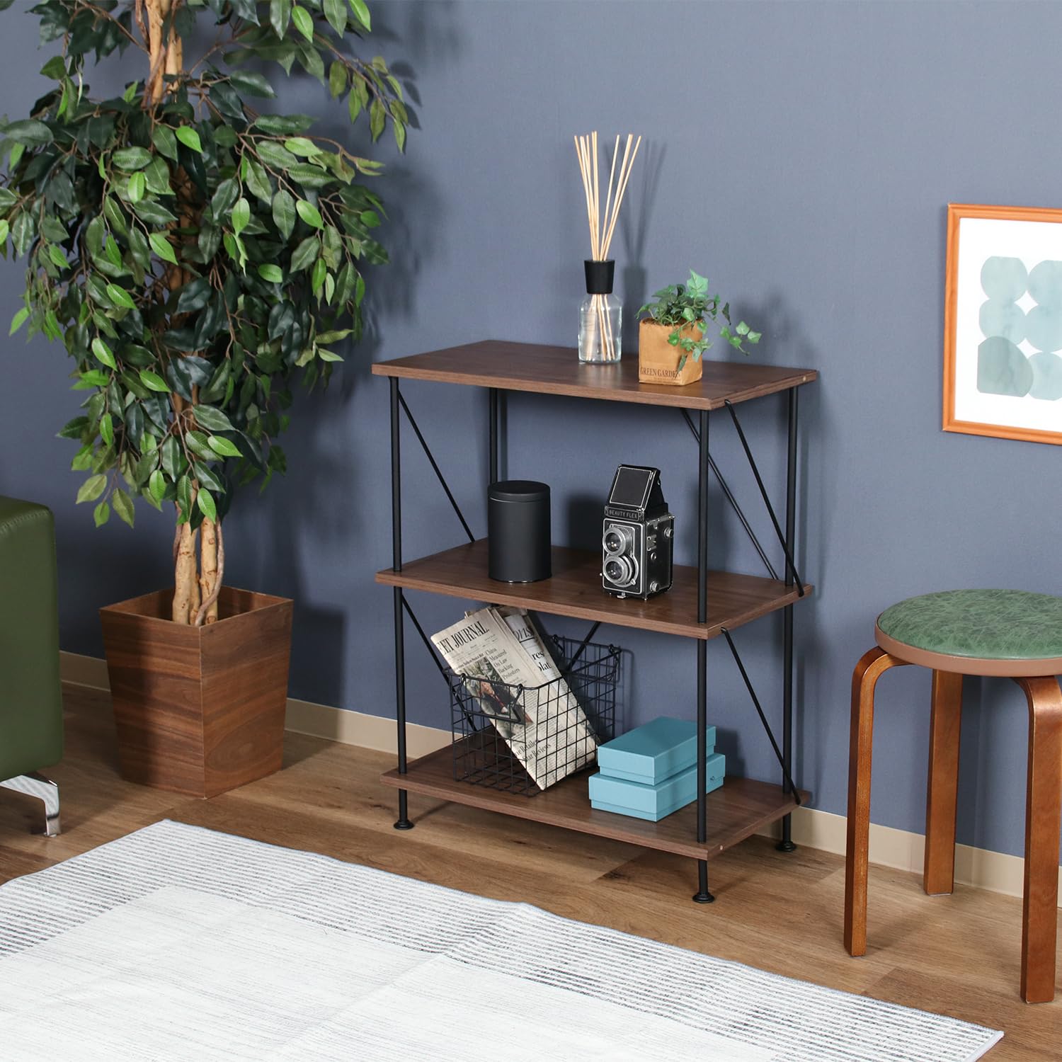 ３段　キャビネット　棚　収納　シェルフ Amazon｜不二貿易 オープンラック 幅61.5×奥行30.6×高さ74×cm