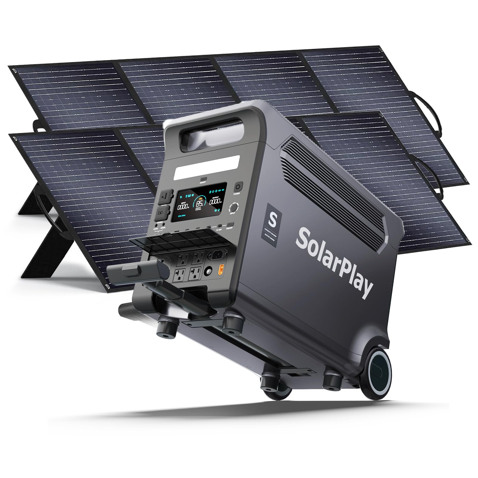 SolarPlay Portable Power Station 3600W 5500W Peak 3840Wh Solar Generator with 2 400W Solar Panel 2Hrs Fast Charging