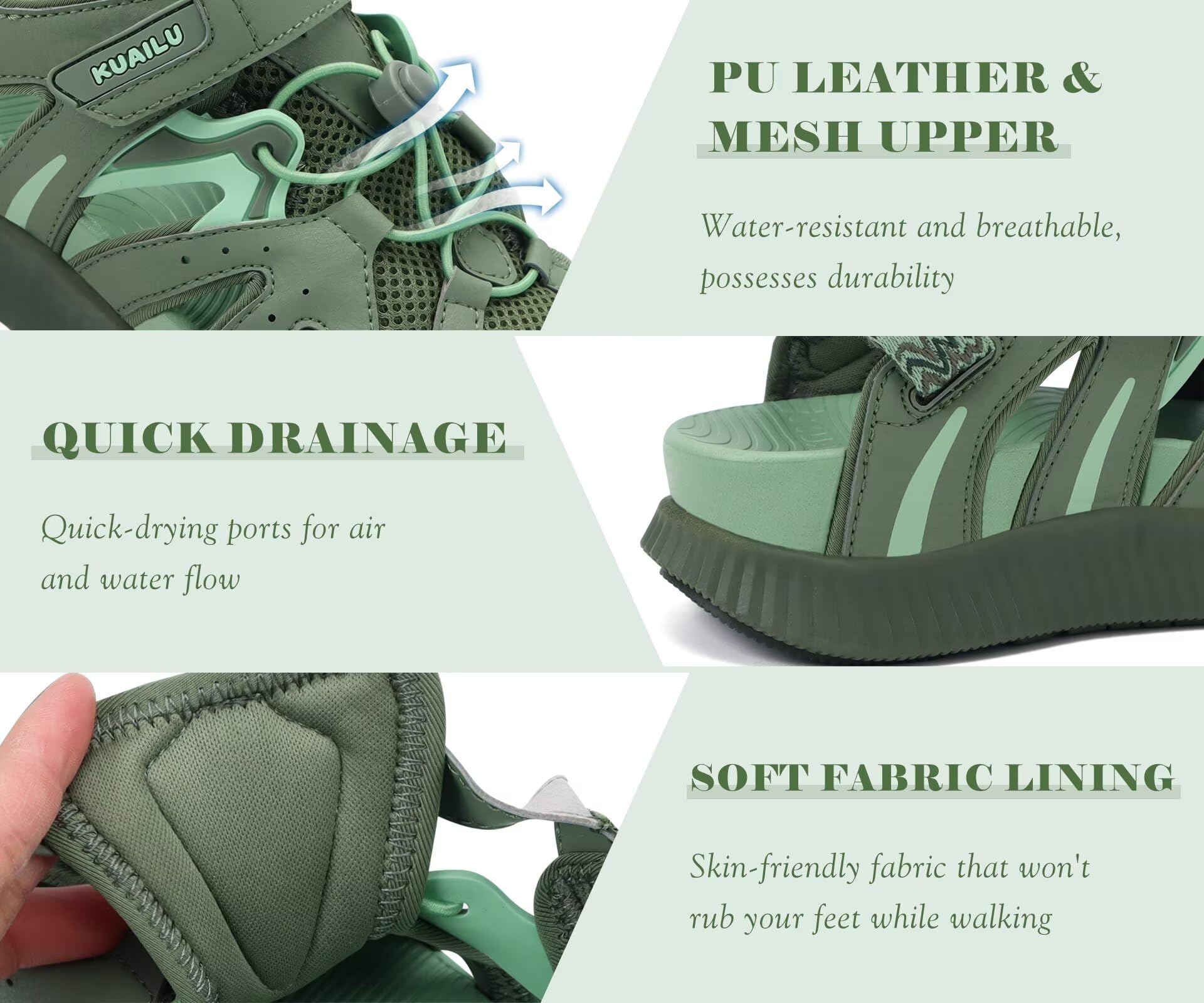 KuaiLu Damen Wander Sandalen Geschlossene Zehen Orthopädische Bequeme Polsterung Atmungsaktiv Sommer Sport Outdoor Strand Reise Verstellbare Fischersandalen Wasserschuhe