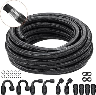 VEVOR 6-AN-Kraftstoffleitungssatz, 609,6 cm Kraftstoffschlauchsatz, 0,34"-Nylon-Edelstahl-Geflecht-Kraftstoffleitungs-Öl-/Gas-/Diesel-Schlauchendstück-Anschlusssatz 12-teiliger Drehgelenk-Adaptersatz