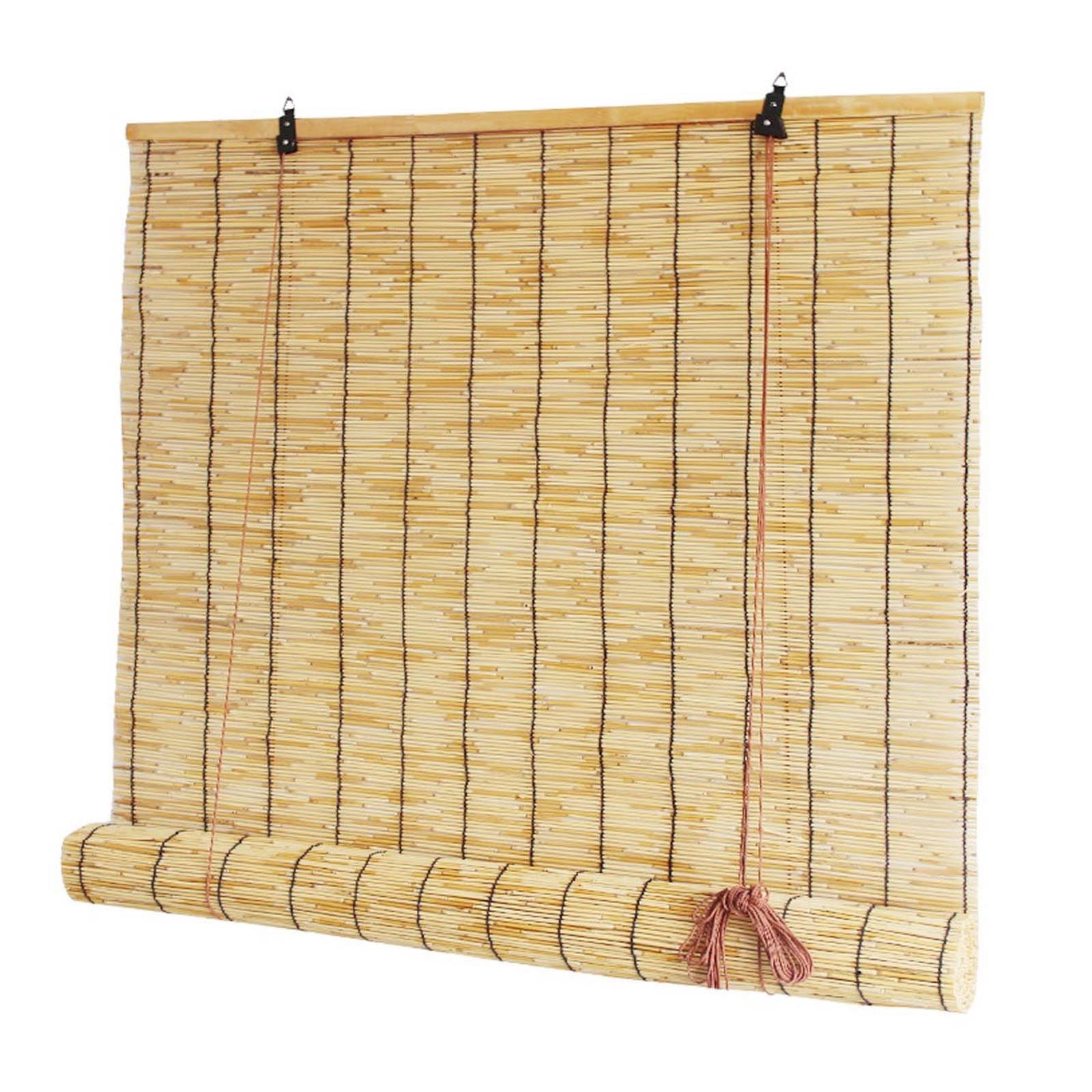 Naturel Store Bambou Extérieur Terrasse Store Enrouleur Bambou 100x200 120x160 150x180 150x200cm Rideau De Roseau Avec Levage Rideau De Porte Bambou Anti-UV Store Vénitien Pour Fenêtre Interieur(W120c