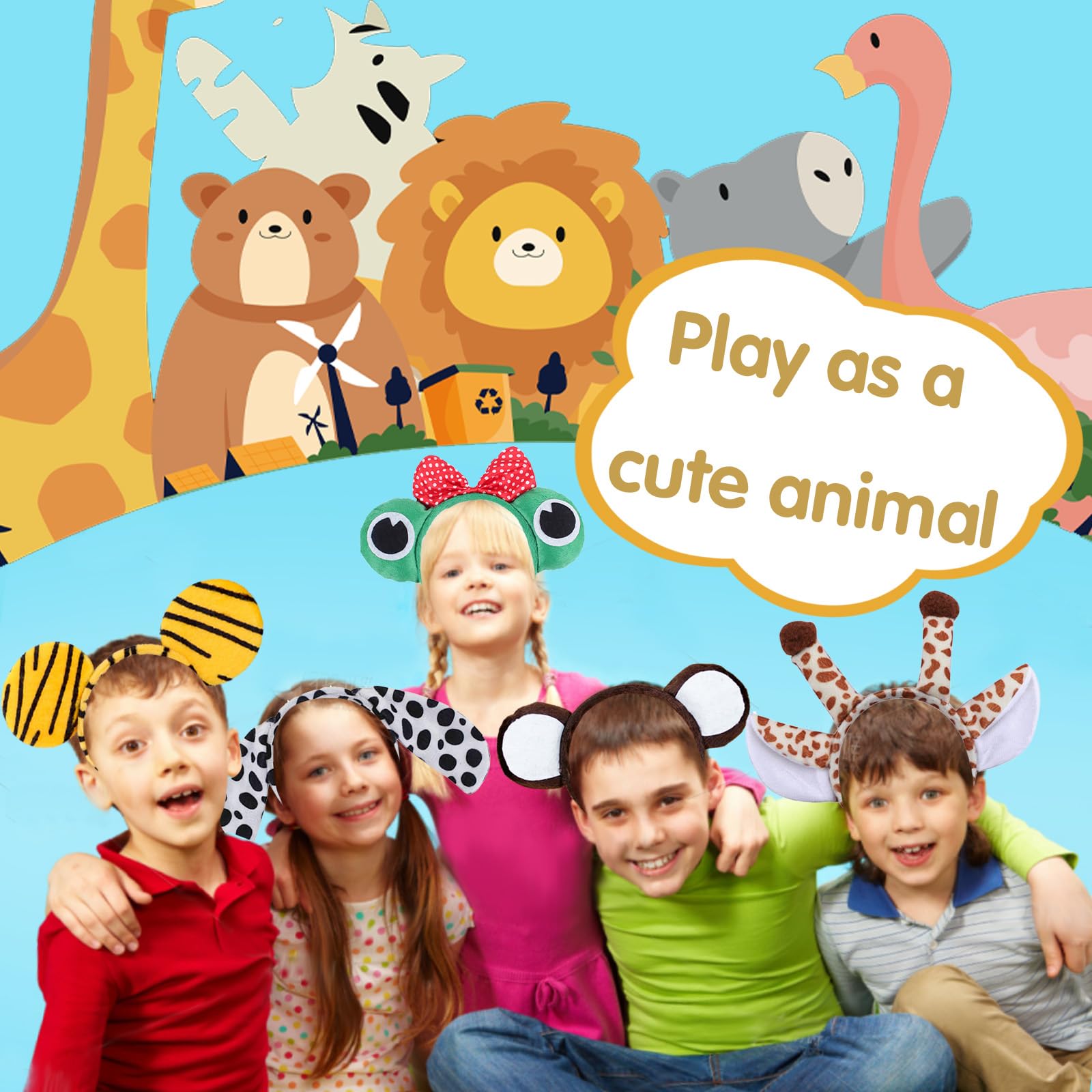 10 Pièces Serre Tete Enfant, Bandeau Animaux, Serre Tete Halloween Enfant Fête à Thème D'anniversaire de Carnaval Bandeau Cosplay Animaux pour Enfants et Adultes