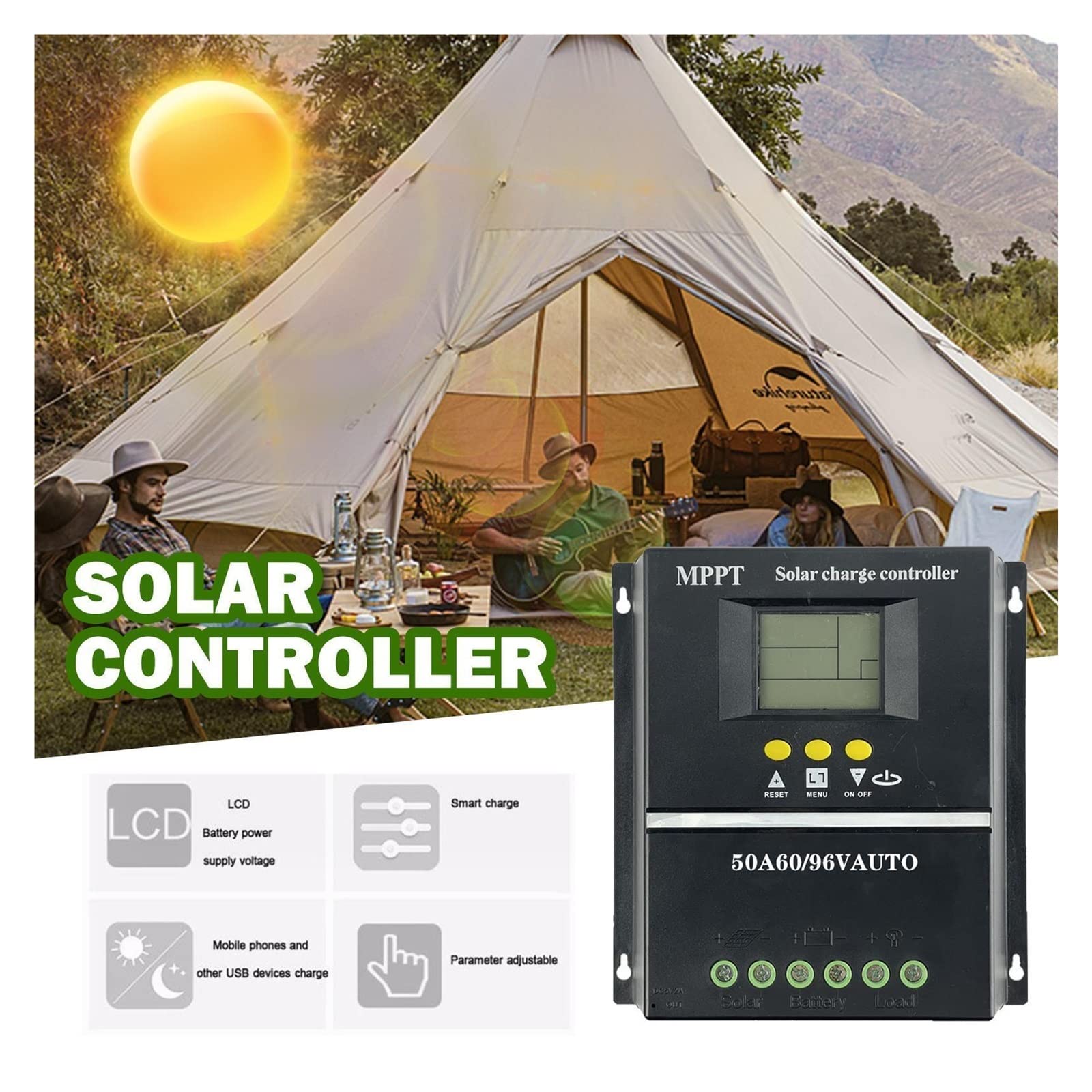 Kontroler ładowania słonecznego MPPT 60A 80A 100A Regulatory fotowoltaiczne 12V 24V 36V 48V AUTO regulator ładowania słonecznego ładowarka z wyświetlaczem LCD podwójny USB(80A)