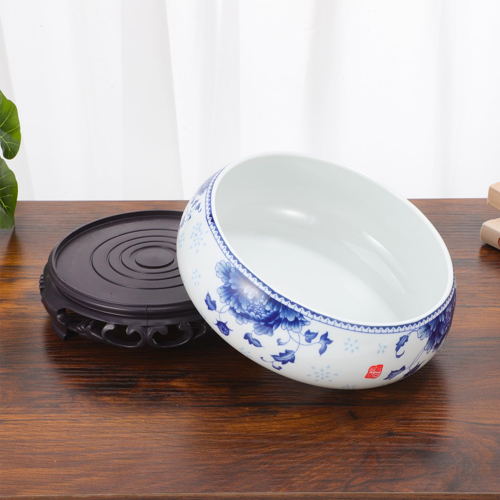 Jardinière en Céramique Grand Bac Profond d'eau pour Plantes Hydroponiques Pot Décoratif Simple et Lumineux pour Salon et Jardin