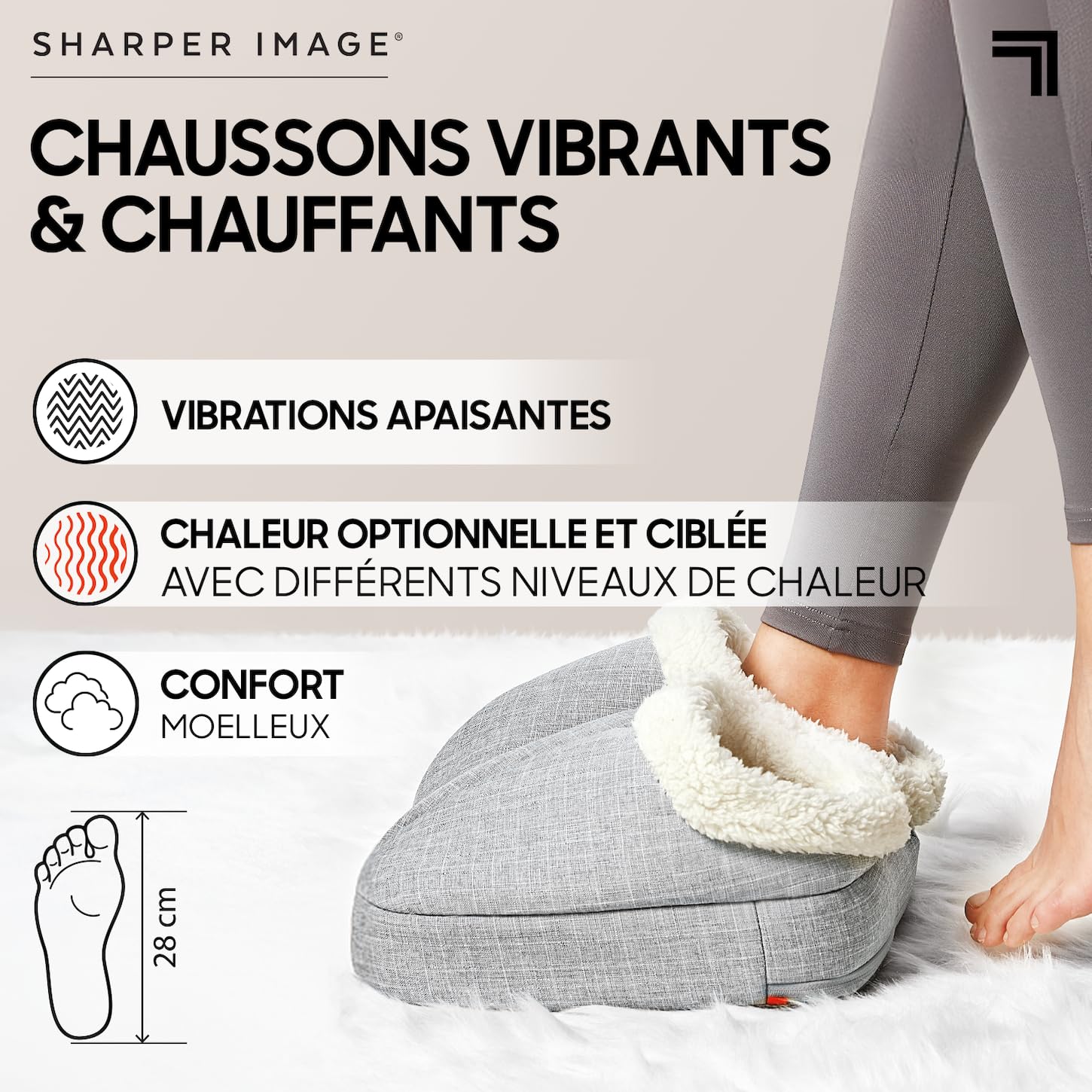 SHARPER IMAGE - Masseur de Pieds Vibrant Et Chauffant - Chauffe-Pieds électrique - Massage Et Relaxation - Massage Voute Plantaire - Pour Toutes Les Tailles - Cadeau Femme - Cadeau Homme
