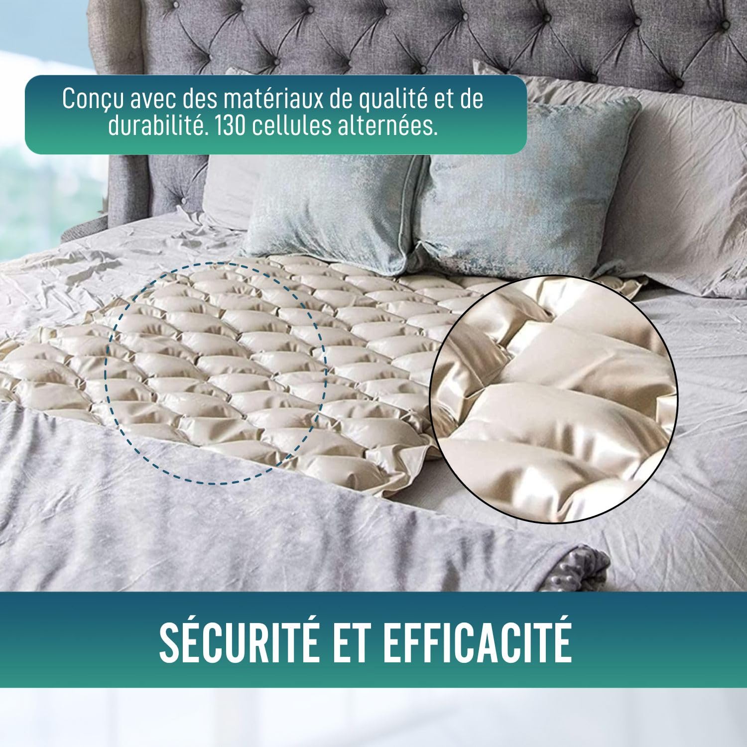 OrtoPrime Matelas à Air Alternatif avec Compresseur Silencieux Inclus – Système à Cellules Gonflables Confort – Surmatelas Médical Anti-escarres 200x90x7 cm pour Lit et Patient Alité