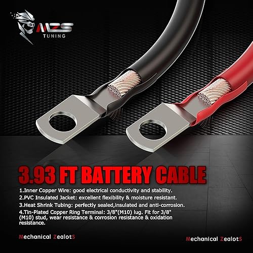 Miniatura 3 de MZS Battery Relocation Kit, Remote Battery Terminals Changing Jump Post Cable and Bracket Universal Compatible with X3 RZR UTV ATV Trucks Car RV