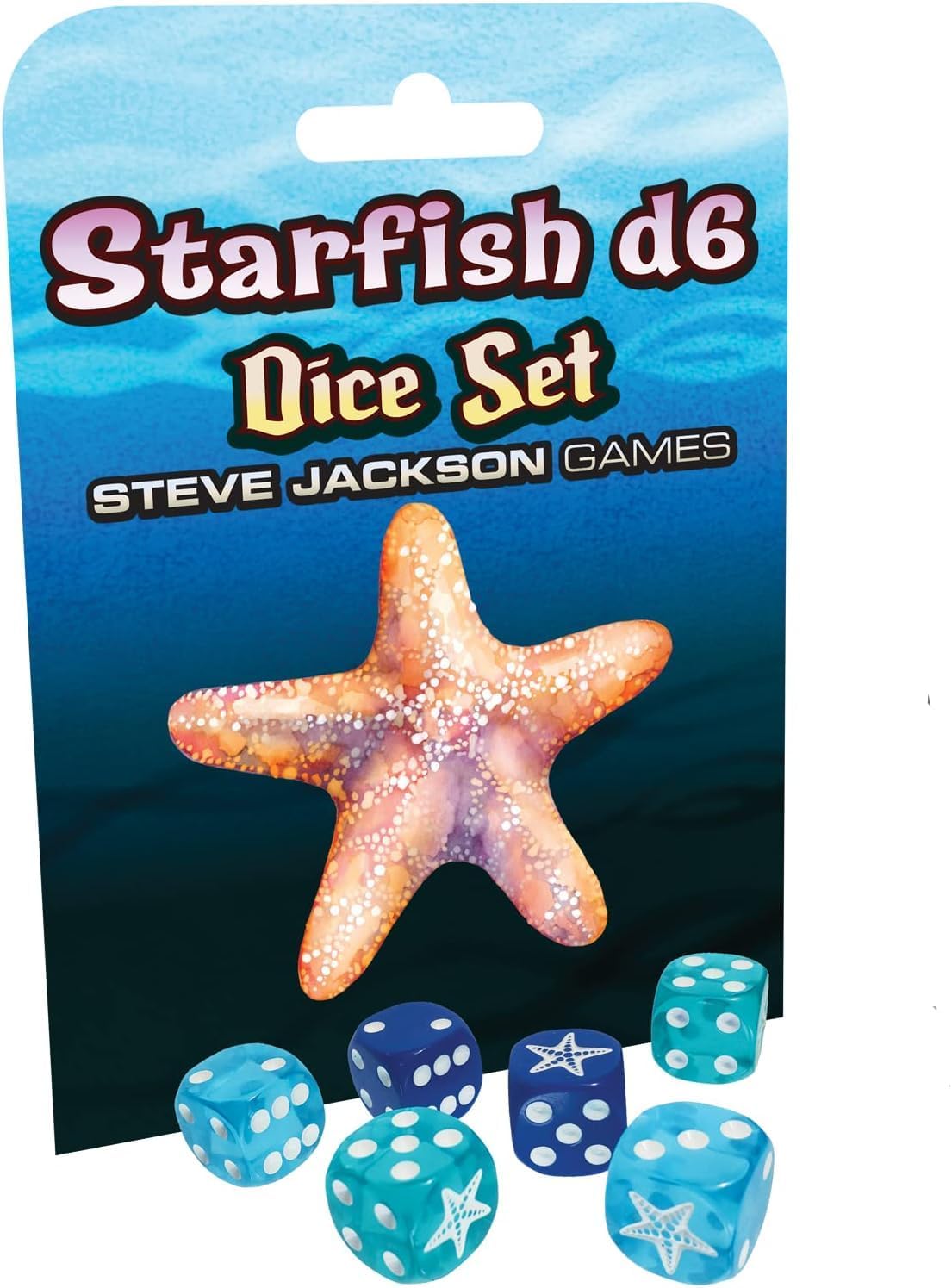 Starfish D6 Dice Set by SJG | Six 16mm dice in Three Blister Pack |