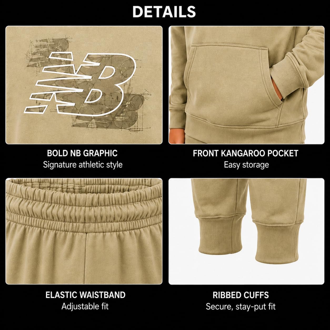 New Balance Boys 2 Piece Fleece Pullover Hoodie & Jogger Sweatpants 8-16 image 4