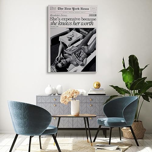 Miniatura 5 de Arte de pared de periódico femenino retro, impresión de tipografía, arte de los años 70, arte de pared feminista, impresiones de noticias en blanco