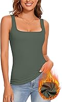 Vista 11 de WOWENY Camiseta sin mangas de forro polar térmico para mujer, sin mangas, cuello corazón, chaleco de invierno, ropa interior, camiseta cálida