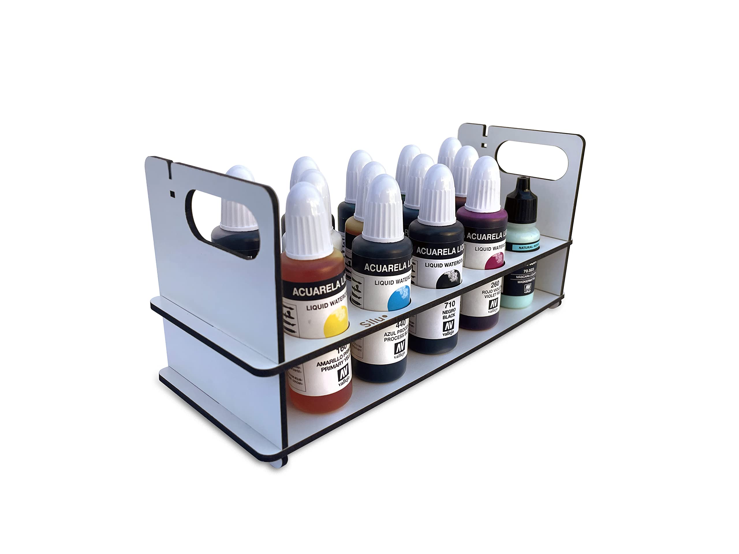 Silu- Vallejo Set Acuarelas profesionales y Mascara Liquida mas Organizador de pinturas, Pack de Iniciación para Principiantes y Profesionales