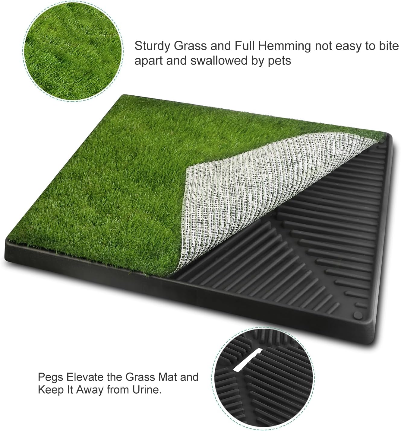 Dog Grass Pad with Tray, Dog Litter Box, Grass Pad for Dogs Indoor&Outdoor, Dog Potty Tray, Washable Puppy Pee Pad Turf for Dogs to Pee on Balcony Patio (25" x 21")