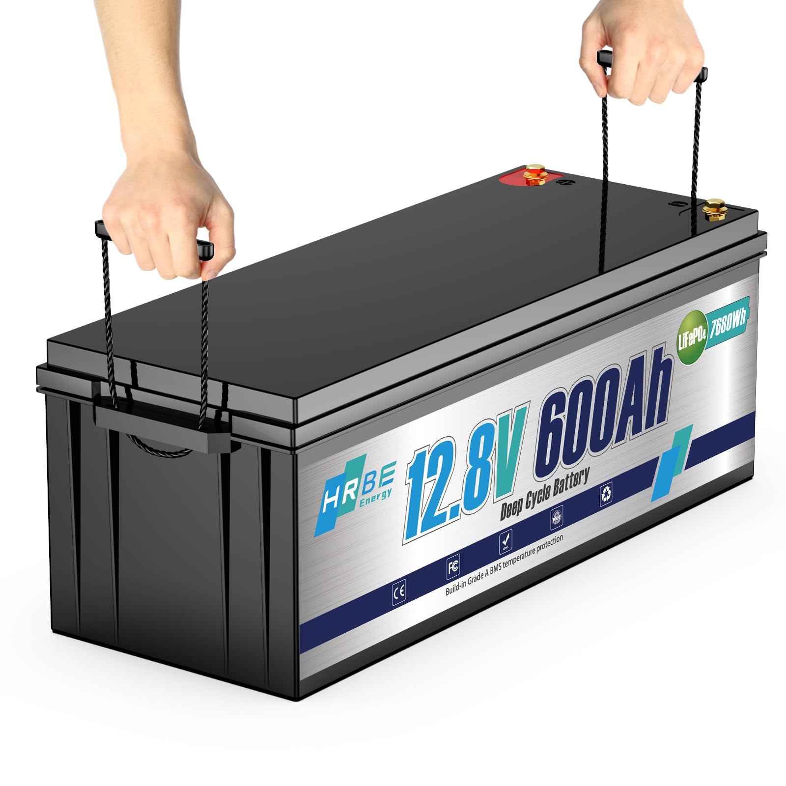 12V 600Ah LiFepo4 Battery Rechargeable Lithium Batteries with 200A BMS, UP to 5000+ Deep Cycles, Perfect for Boat, Marine, RV, Solar, Trolling Motor