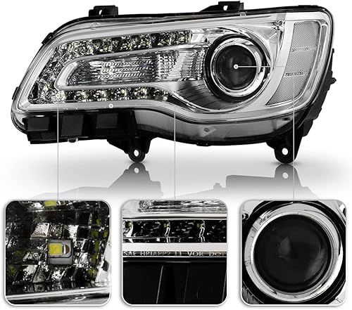 Miniatura 4 de ACANII - Para [tipo halógeno] 2015-2023 Chrysler 300 Chrome LED DRL Proyector Faros Faros Par Izquierdo+Derecho