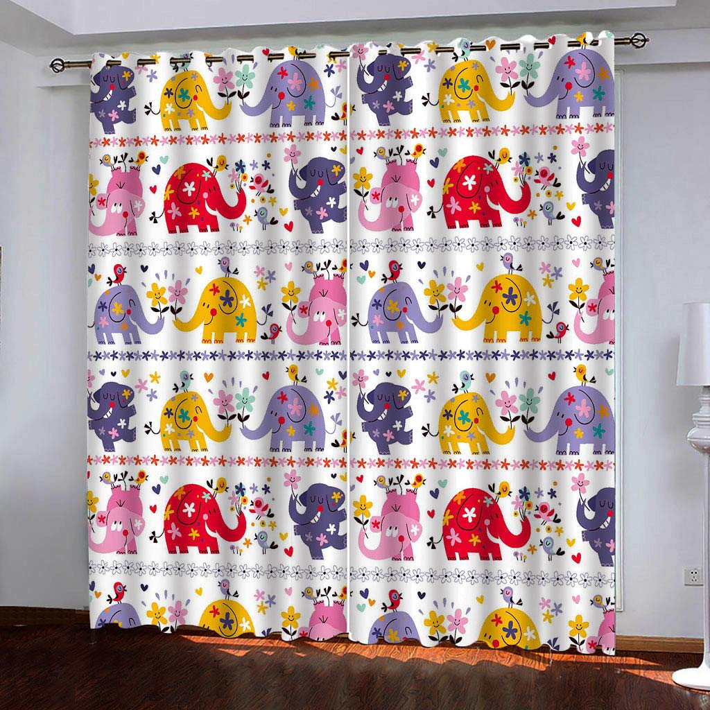 Rideau occultant à oeillets éléphant 3D 140x260cm lot de 2 isolants