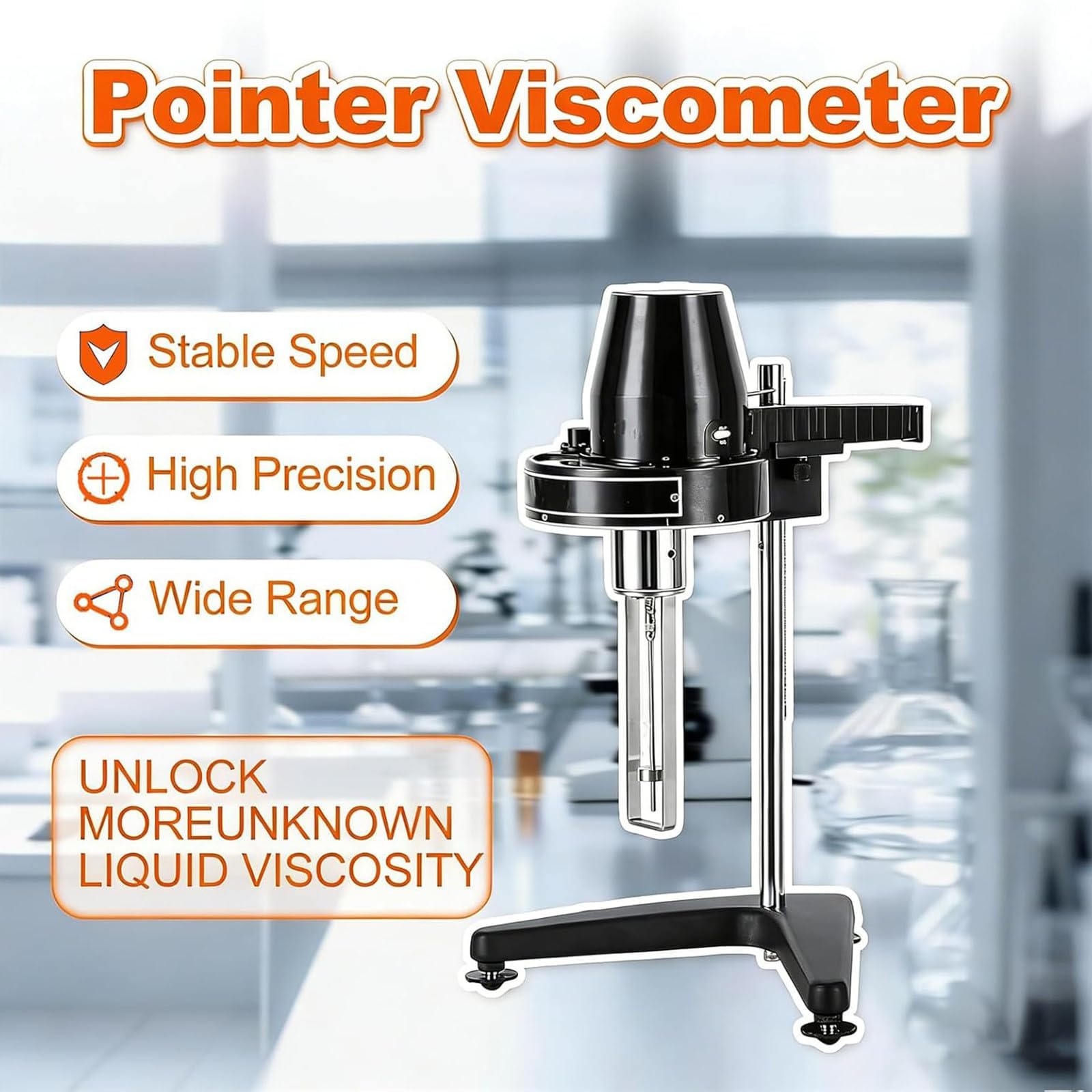 Viscosimetro rotazionale portatile, viscosimetro liquido Newton, tester di viscosità rotativa da laboratorio 10-100.000 MPa.S, misuratore di viscosità digitale, rotore fluido Dimensioni: No 1; 2; 3; 4