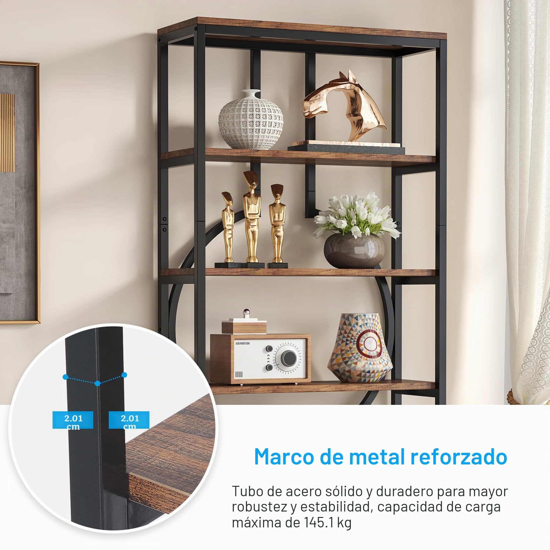 Tribesigns Estantería Industrial de 180cm, estantería de 6 estantes, Estante Abierto de pie, Estante de exhibición de Almacenamiento, estantería de Madera, Estante Organizador para Dormitorio, Oficina