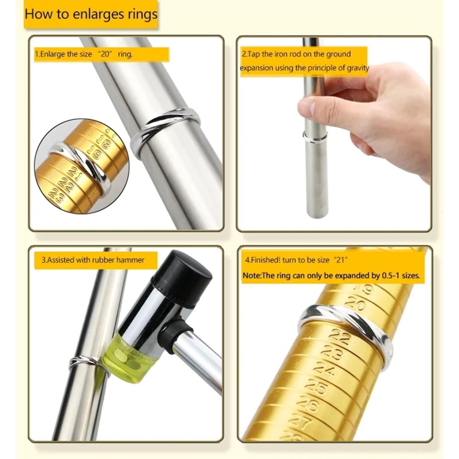 Ringexpander Fingergrößen-Messgeräte, Metallstab, Ringgröße, Vergrößerer, Mandrel-Messgerät, Werkzeuge For Die Schmuckherstellung