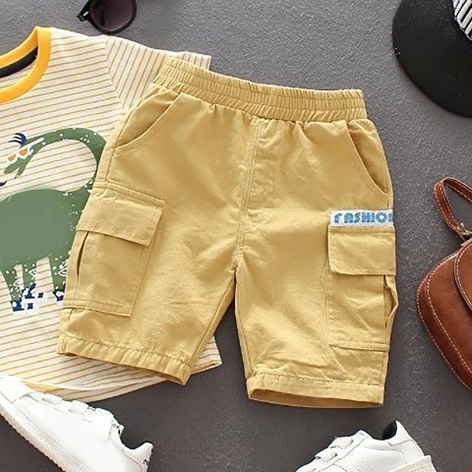 Pantalones cortos para niño, ligeros, informales, para la escuela, para verano, cintura elástica, transpirables, cómodos, sin cierre