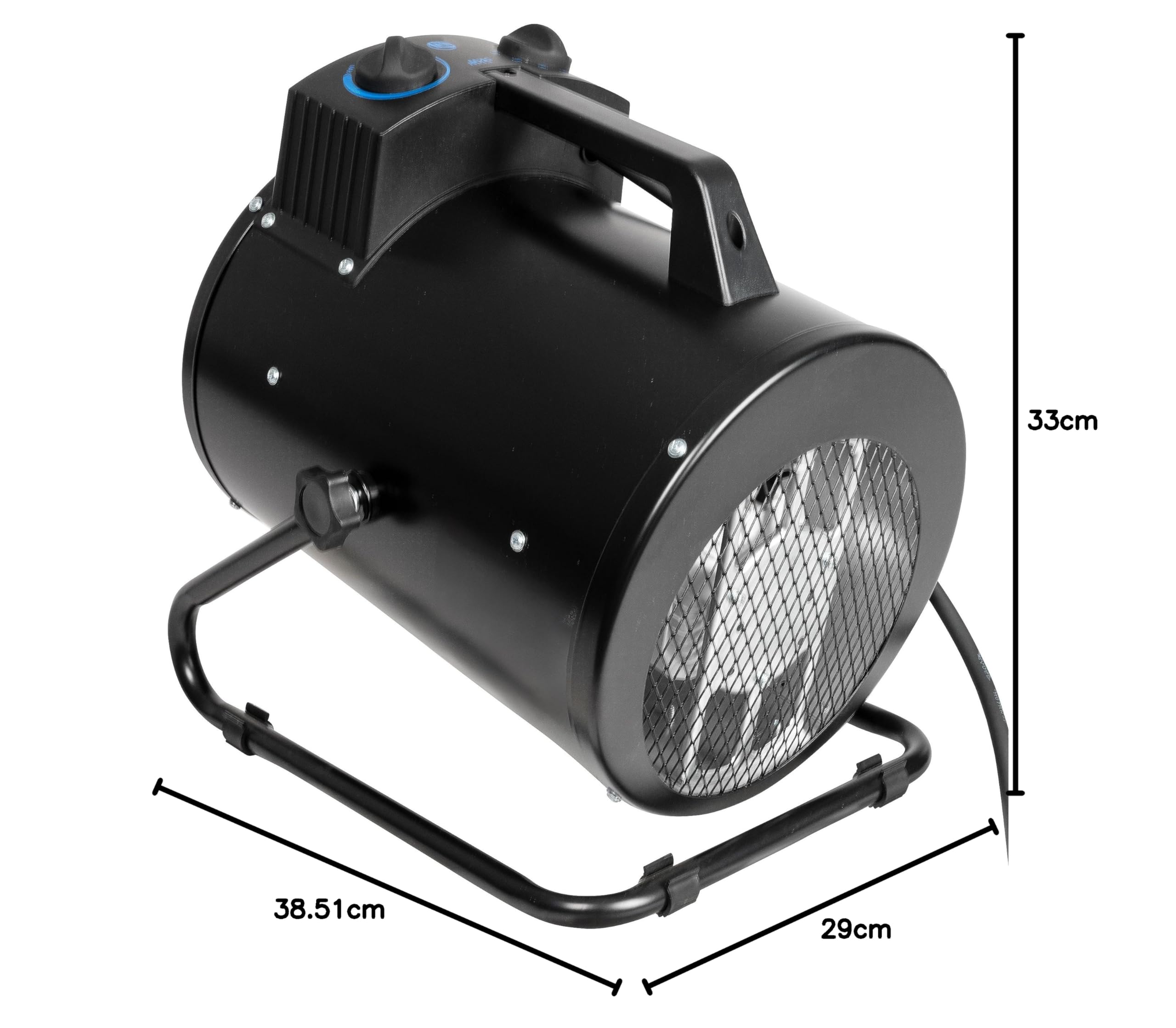 Güde Riscaldatore elettrico GEH 5000 R (400 V, 5000 W, 2 livelli di riscaldamento (2500/5000 W) + funzione ventilatore, 310 m³/h max. potenza di ventilazione, termostato continuo, protezione da