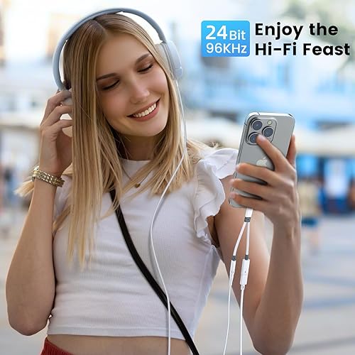 Miniatura 6 de Adaptador de auriculares USB C 2 en 1 con adaptador de carga PD de 60 W, compatible con Galaxy S23 UltraS23S22S22+S21S20FEA53Note 10+, Google Pixel