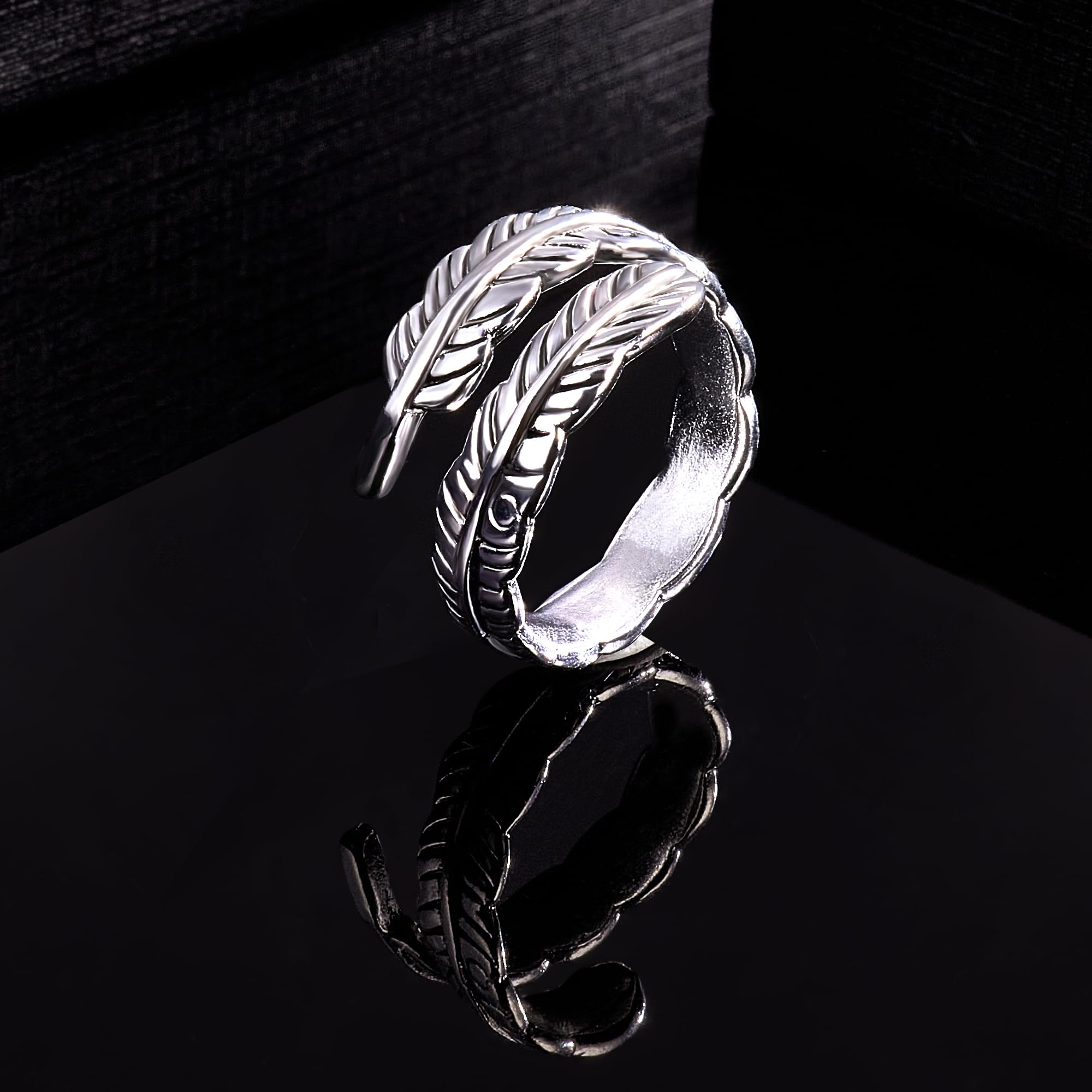 12 Pcs Vintage Rings for Men Adjustable Punk Gothic Viking Feather Angel Wings Snake Mask Rings Set