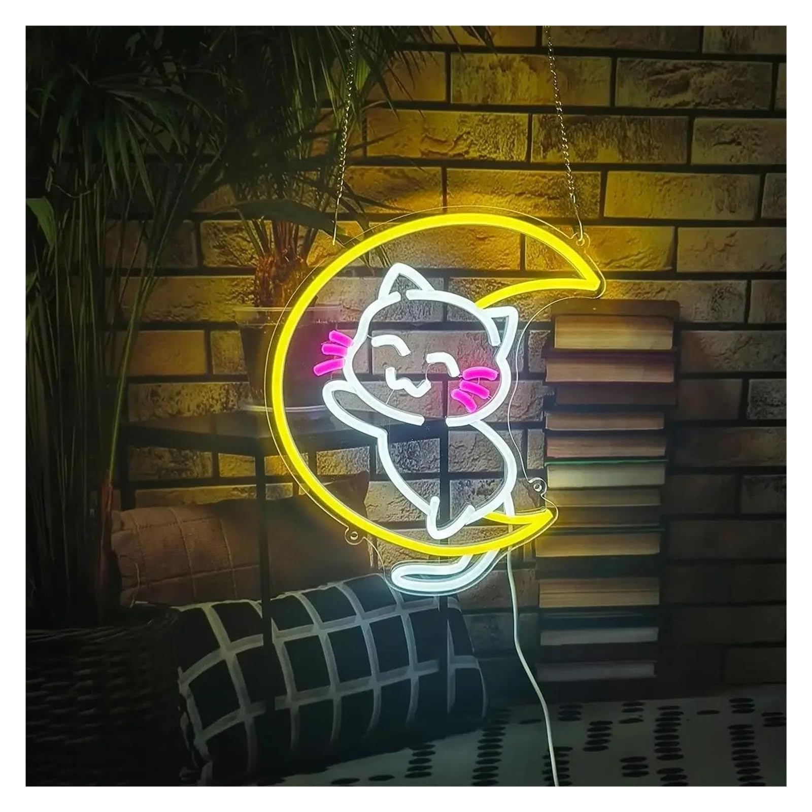 néon signe Enseigne Au Néon En Forme De Chat, Alimentée Par USB, Pour Salle De Bain, Chambre À Coucher, Bar, Salon 33.5x28.4cm