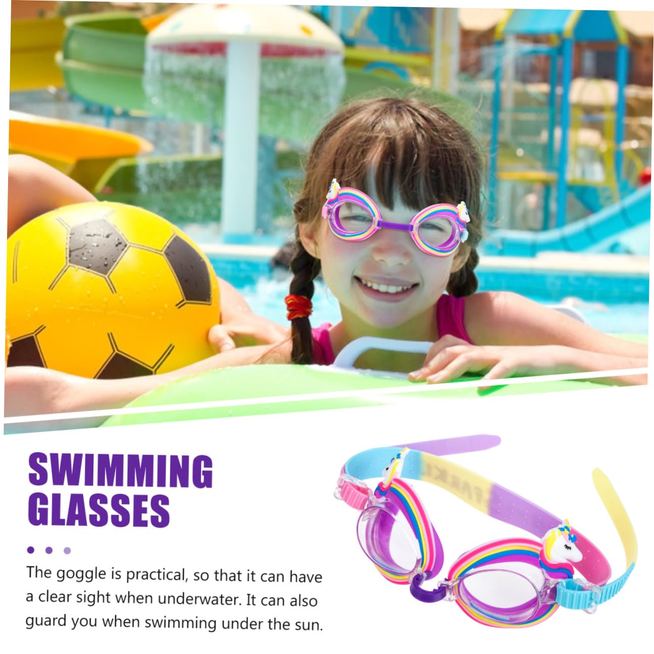 VANZACK Gafas De Natación Para Niños Gafas Impermeables Portátiles De Niño De Natación Unicornio De Seguridad Para Niños De Buceo Lente De Policarbonato