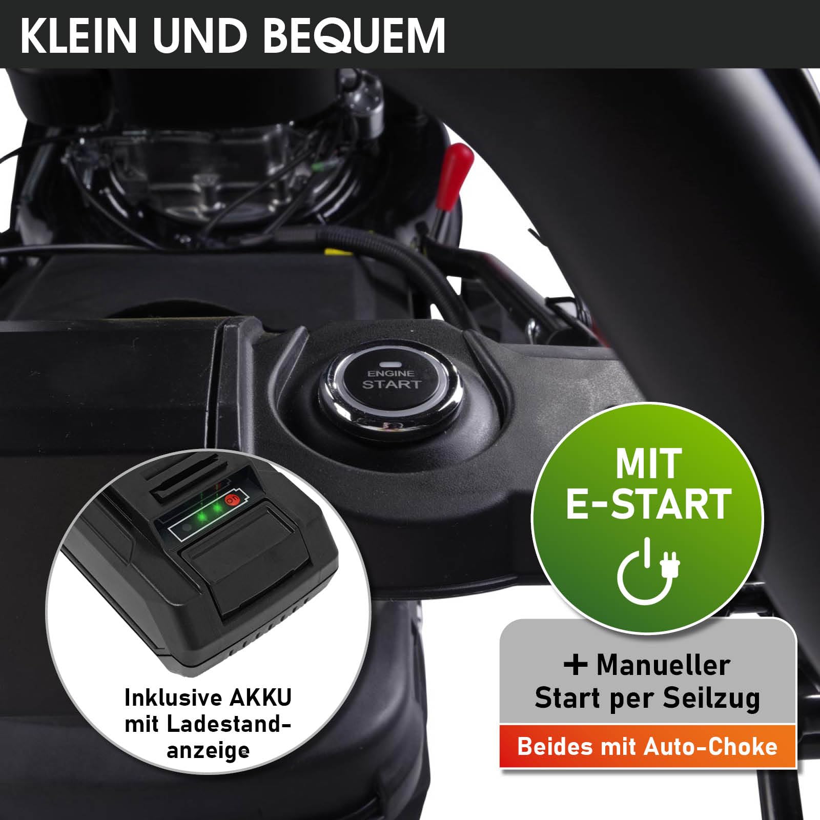 BRAST Benzin Rasenmäher mit Antrieb | 3,0kW (4,1PS) | Elektrostart | 41cm Schnittbreite | TÜV | 4 Takt OHV Motor | 25-75mm Schnitthöhe | 40L Fangkorb | Stahlgehäuse | 16145 Estart