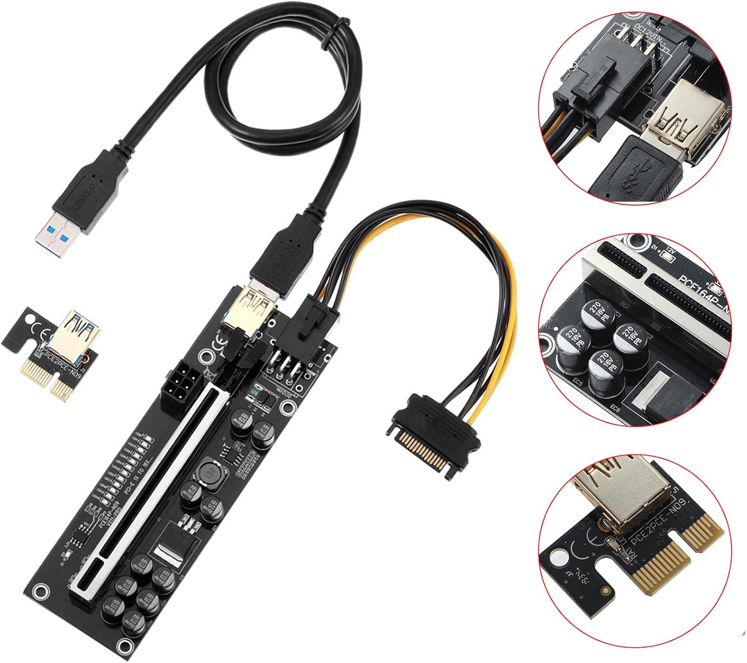 BEYIMEI PCI-E 1Xから16Xライザーカード ビットコインイーサリアムマイニングETH用 10 PCI-E  1X〜16Xライザーカード、10個のコンデンサ、PCI-Eライザー、ビットコインライトコイン、イーサリアムマイニング、E