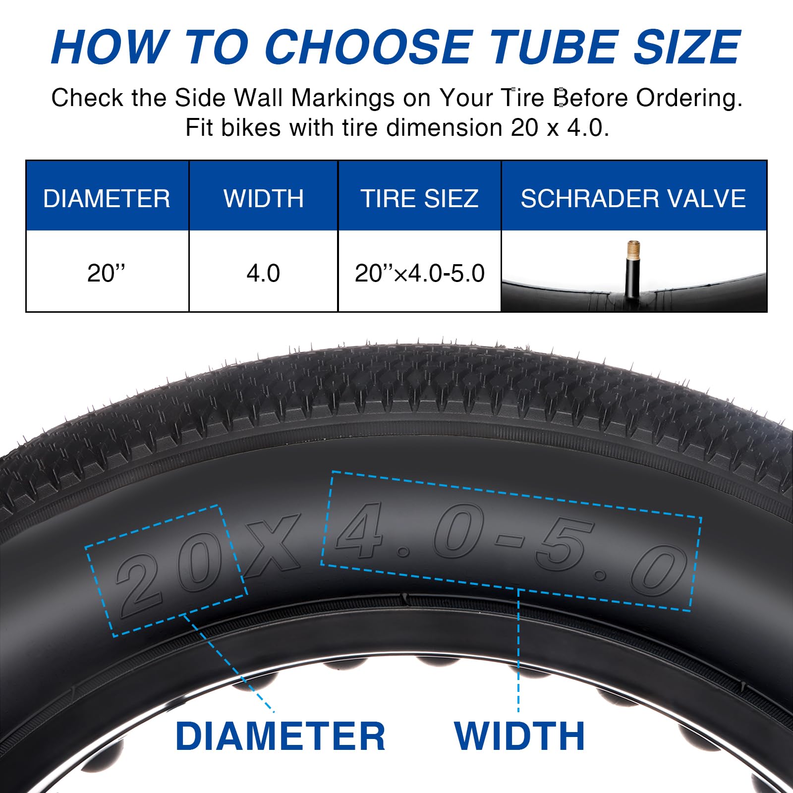 Amazon | 20×4.0~5.0 ファットタイヤバイクチューブ2個パック:AV 32mm