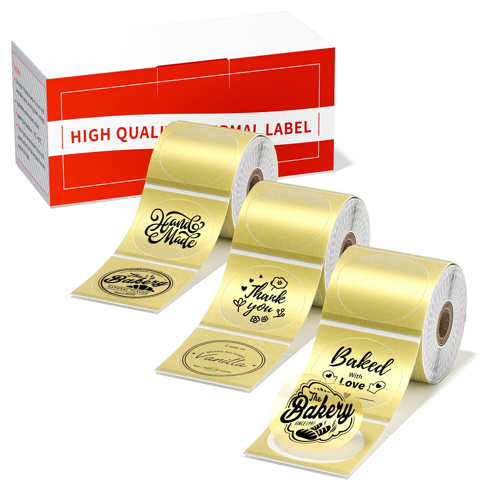 M110 Thermal Labels, Clear Gold Flash M100 Label - Round 50x50mm (1.96") Sticker Label Paper, Compatible with Phomemo M110, M100, M220, M260, M221,