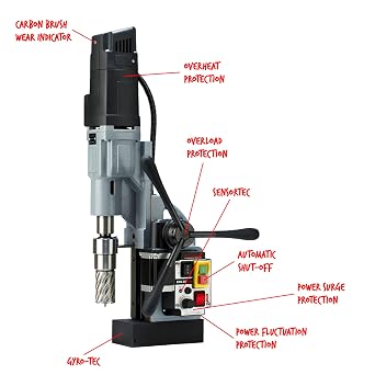 Magnetic Drill Press - 14.5A Portable Drilling Machine with 2-3/16 Annular Cut Capacity & Oil Lubricated 2-Speed Gearbox - ECO.55S+/TA