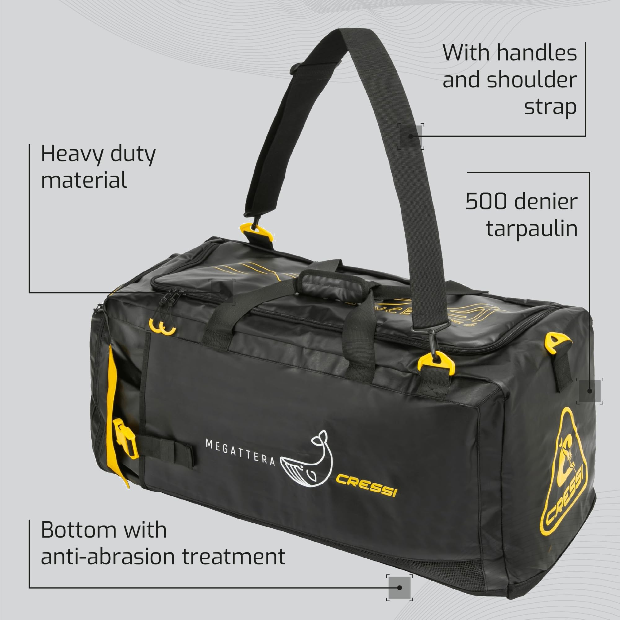 Image secondaire de Sac de Plongée Cressi Megattera - 110 Litres Noir/Jaune