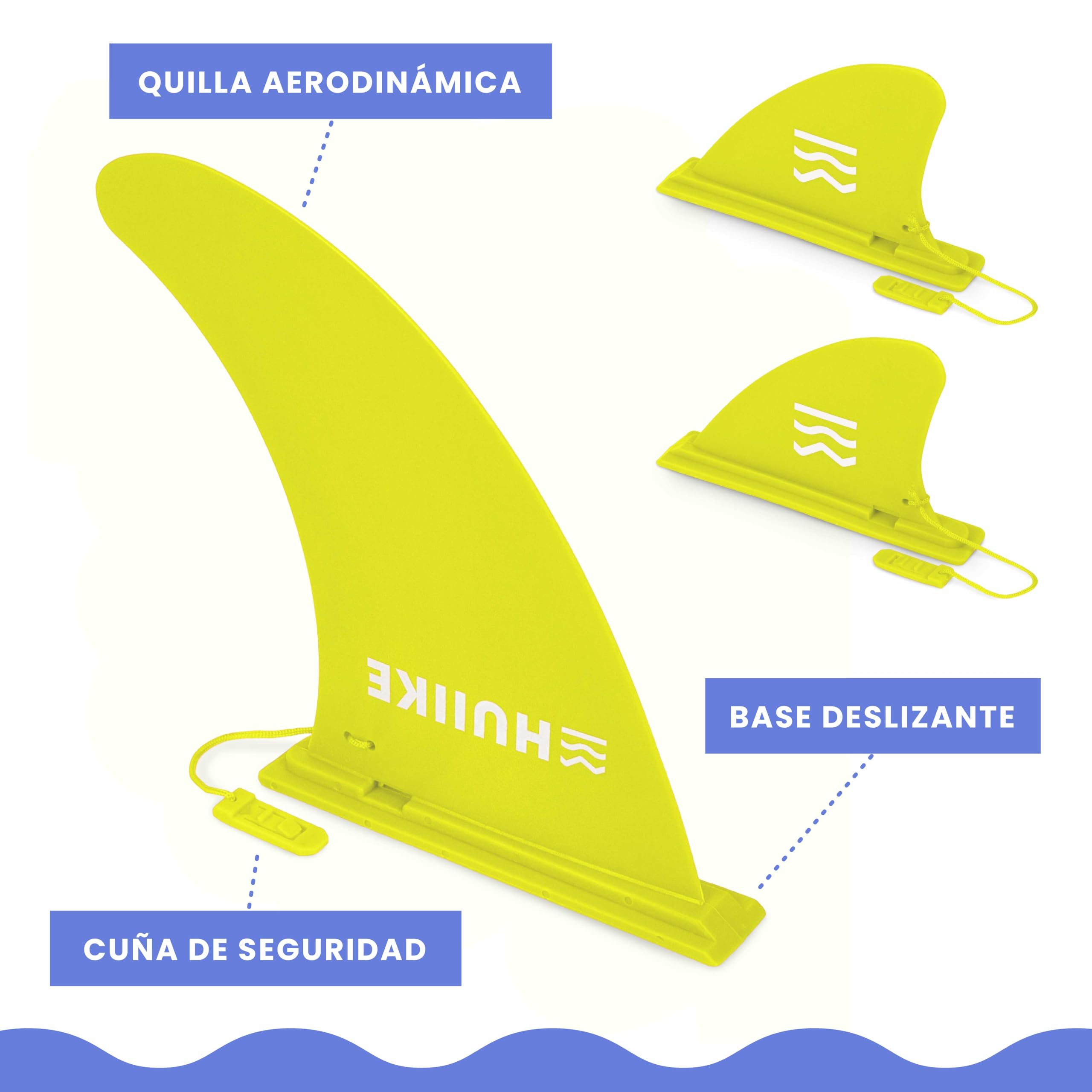 HUIIKE Quilla Paddle Surf Pack de 3 Desmontables Aleta con Cierre de Seguridad Tabla Padel Sup Board Inflable