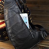 Vista 9 de KPYWZER Vintage Leather Sling Bag Backpack for Men Crossbody Shoulder Chest Day Pack Backpacks