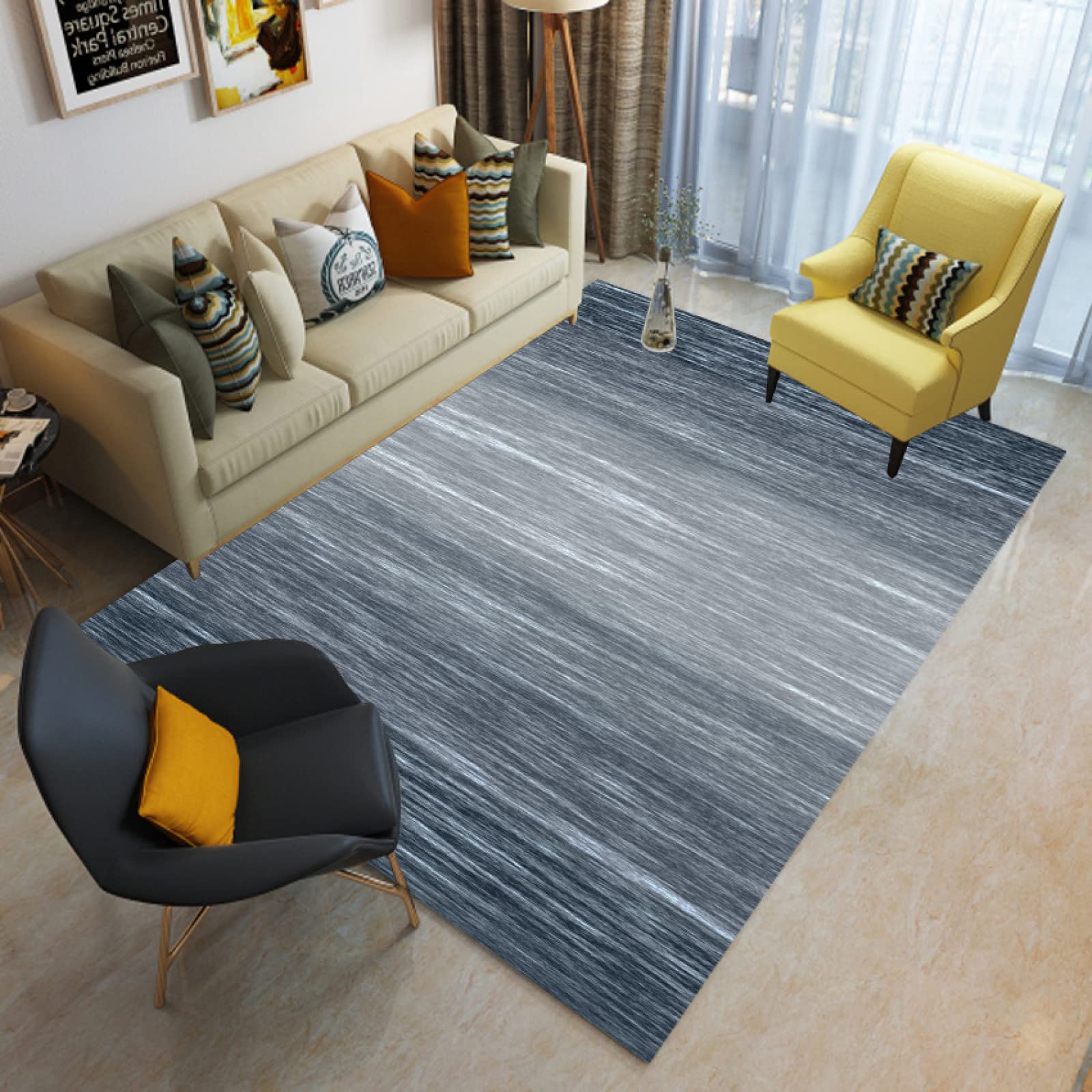 Tapis D'entrée Retro Bleu Tapis Salon Couloir Antidérapant Paillasson Extérieur Polyester Paillasson Exterieur Interieur Rug Salon Chambre Lavable 120x160cm