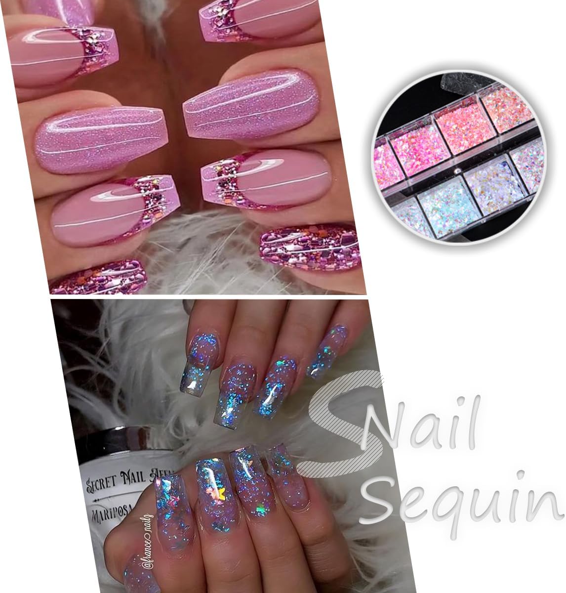 12 Colors Mermaid Nail Art Glitter Sequins Iridescent Ice Slag Nail Glitter Flakes Ultra Thin Nail Art Designs 3D Holographic Nail Sequins for Nail Art Supplies Manicure Decoration Accessories - Image 7